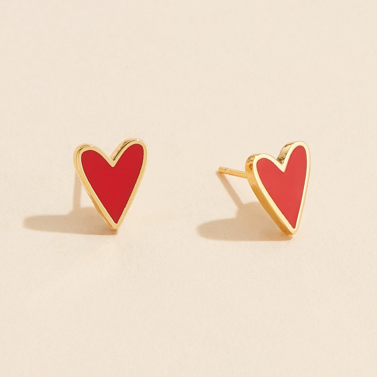 Enamel Heart 18K Gold-Plated Stud Earrings