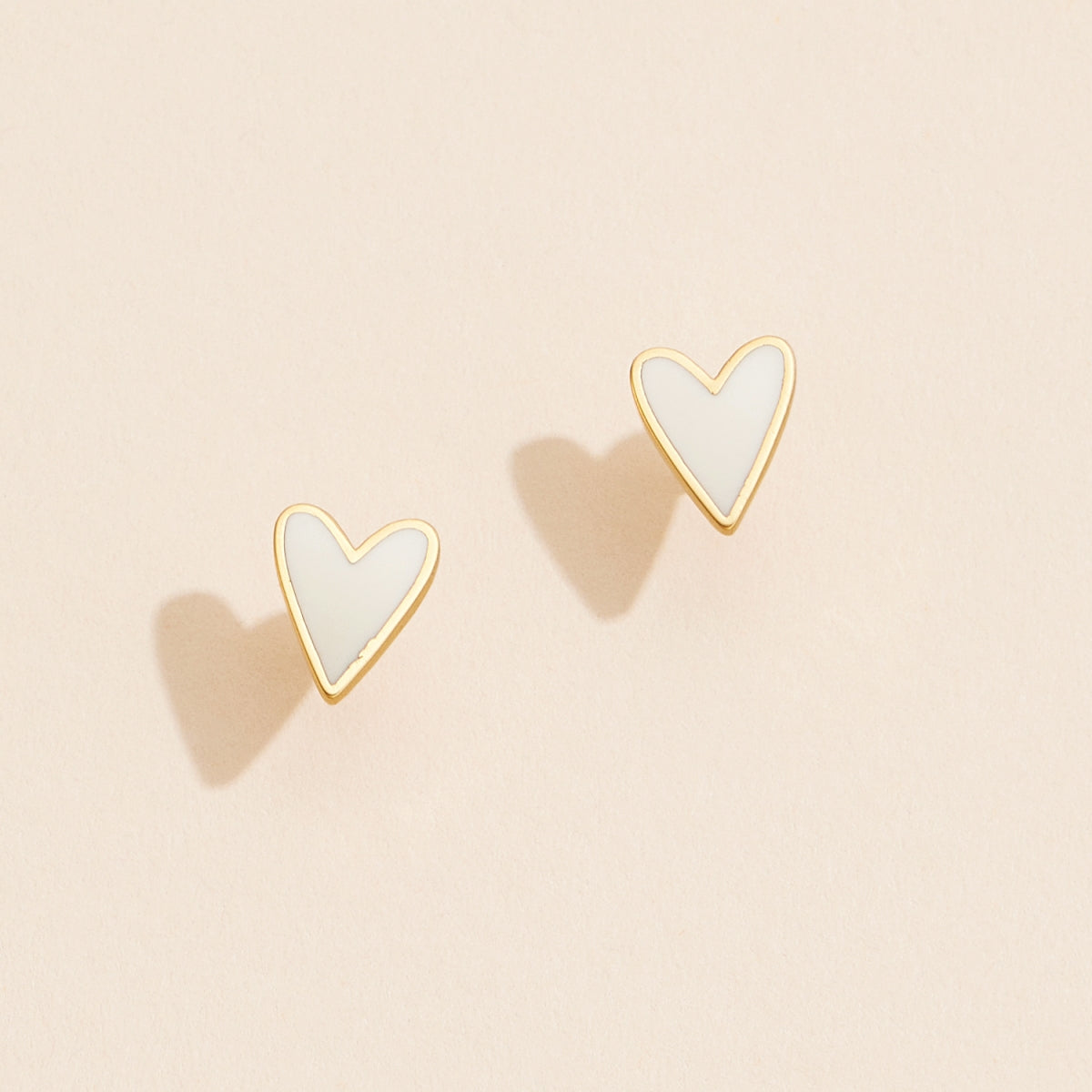 Enamel Heart 18K Gold-Plated Stud Earrings