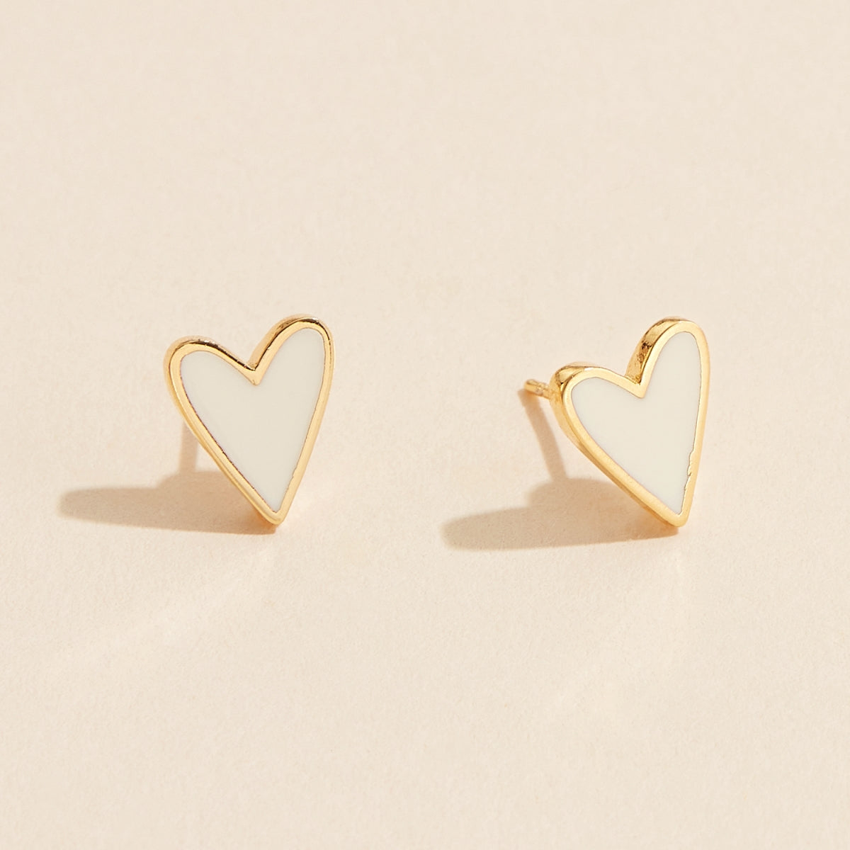 Enamel Heart 18K Gold-Plated Stud Earrings