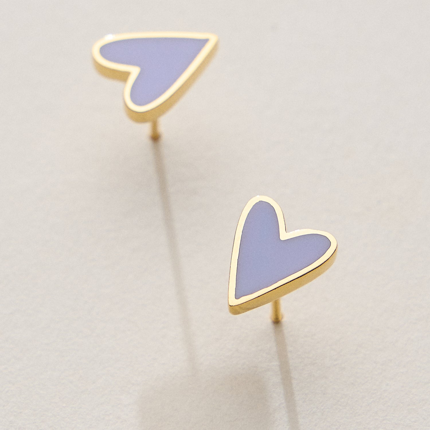 Enamel Heart 18K Gold-Plated Stud Earrings