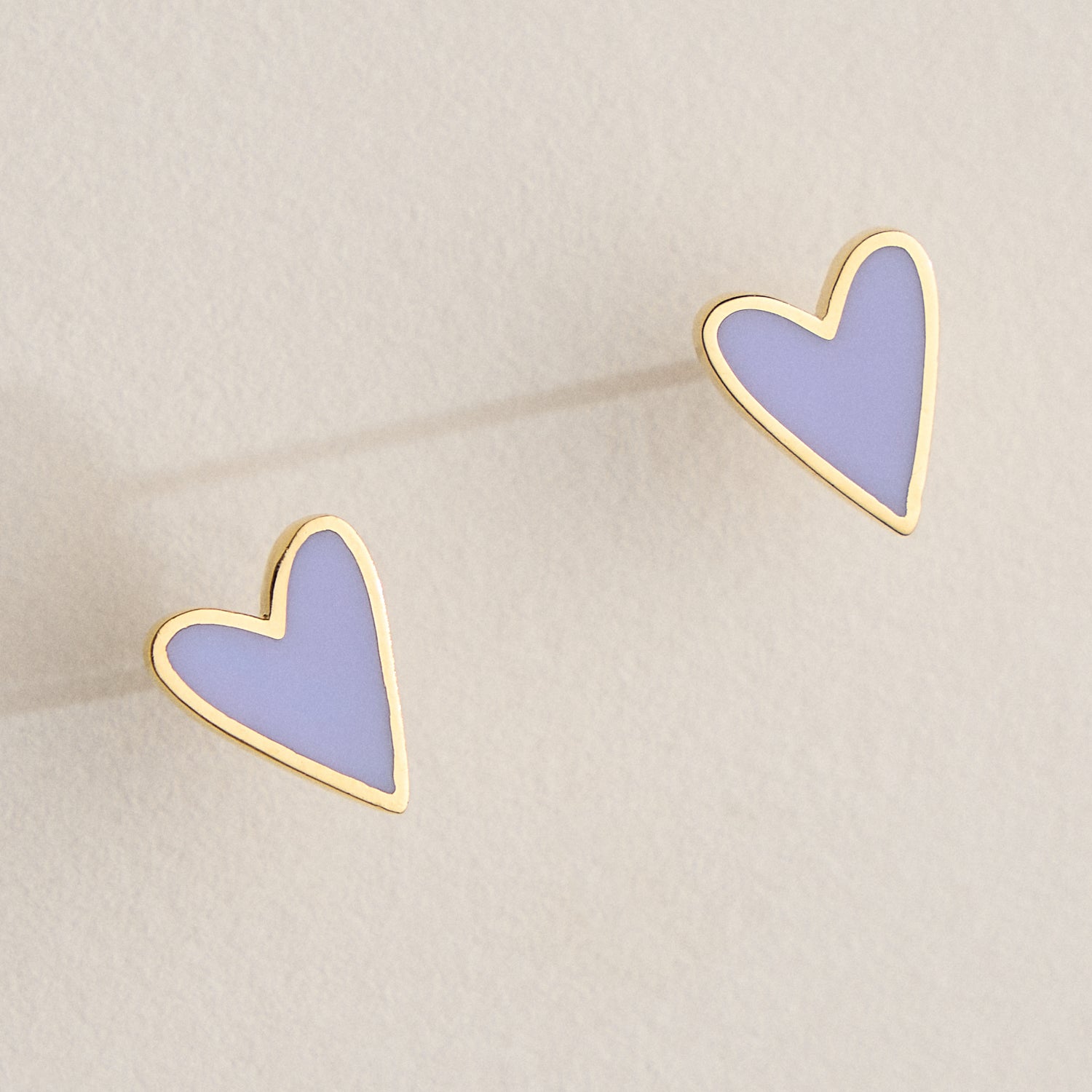 Enamel Heart 18K Gold-Plated Stud Earrings