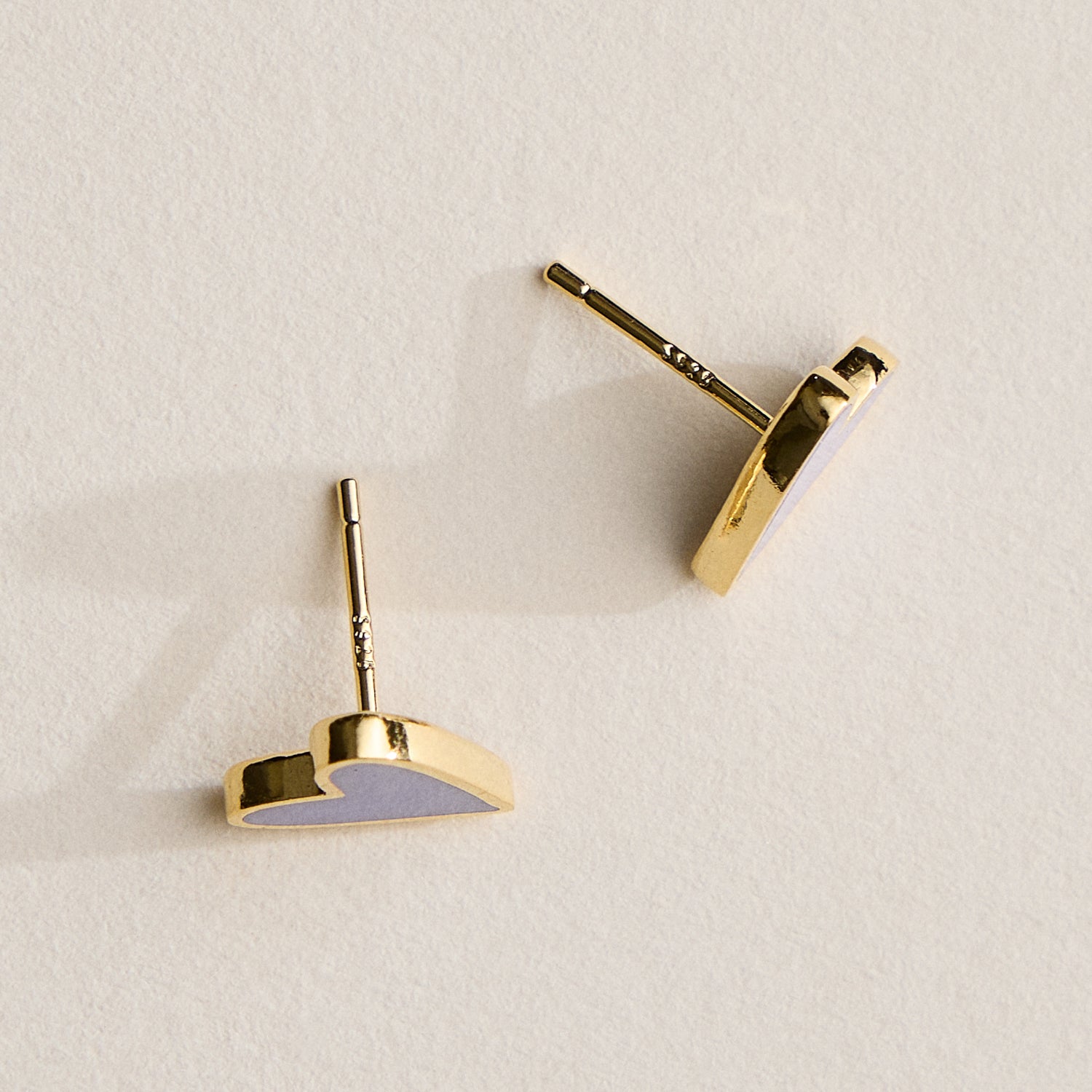 Enamel Heart 18K Gold-Plated Stud Earrings