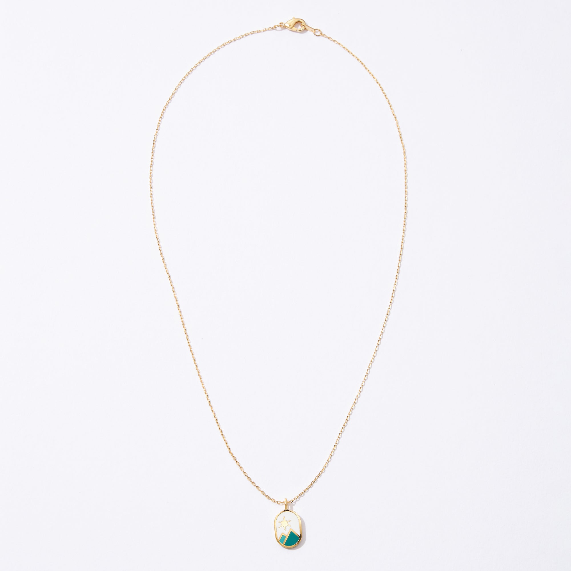 Gold Dipped Shining Star on Mountains Pendant Necklace