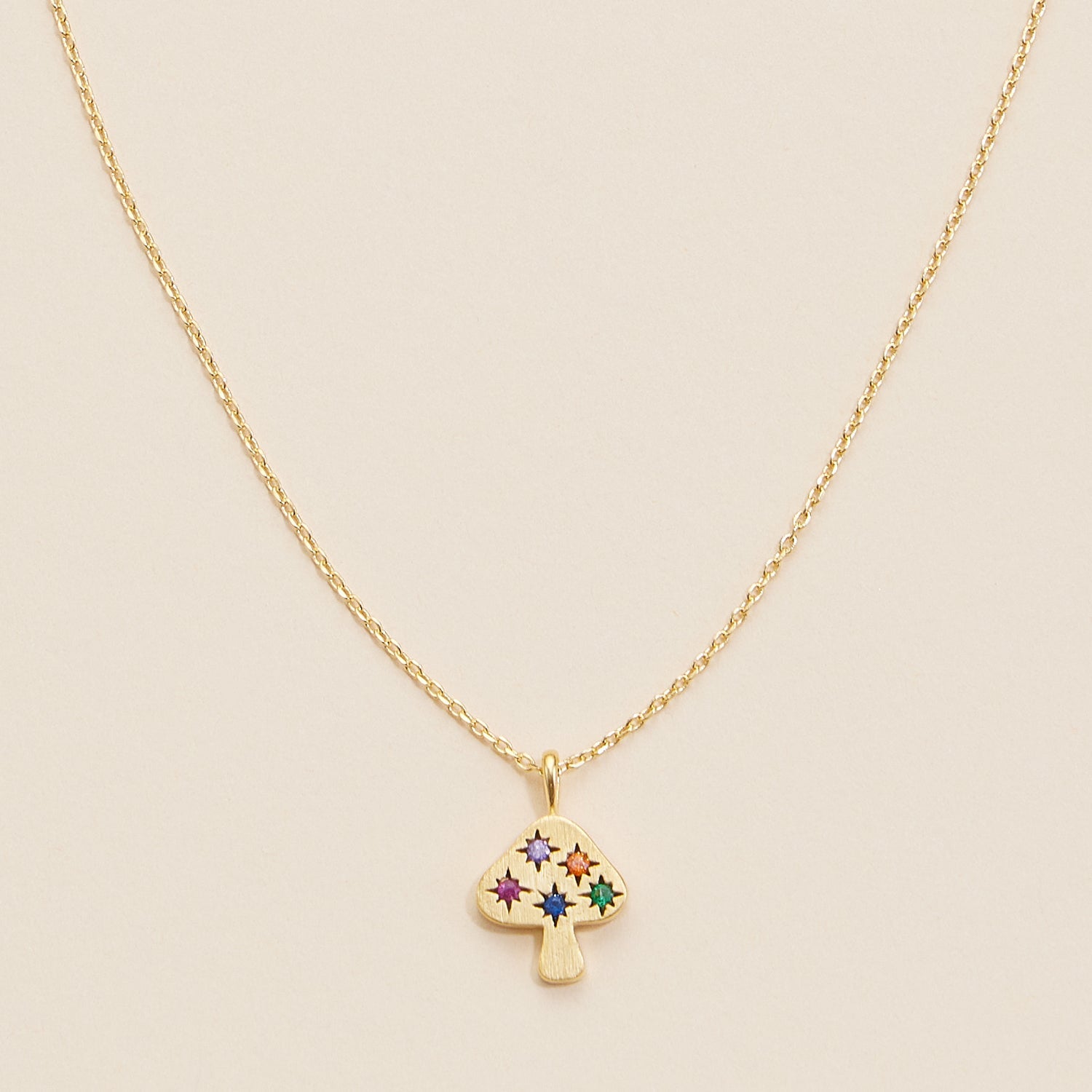 Gold-Dipped Mushroom Charm Necklace