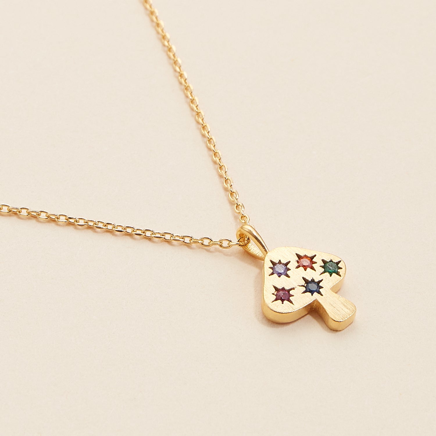 Gold-Dipped Mushroom Charm Necklace