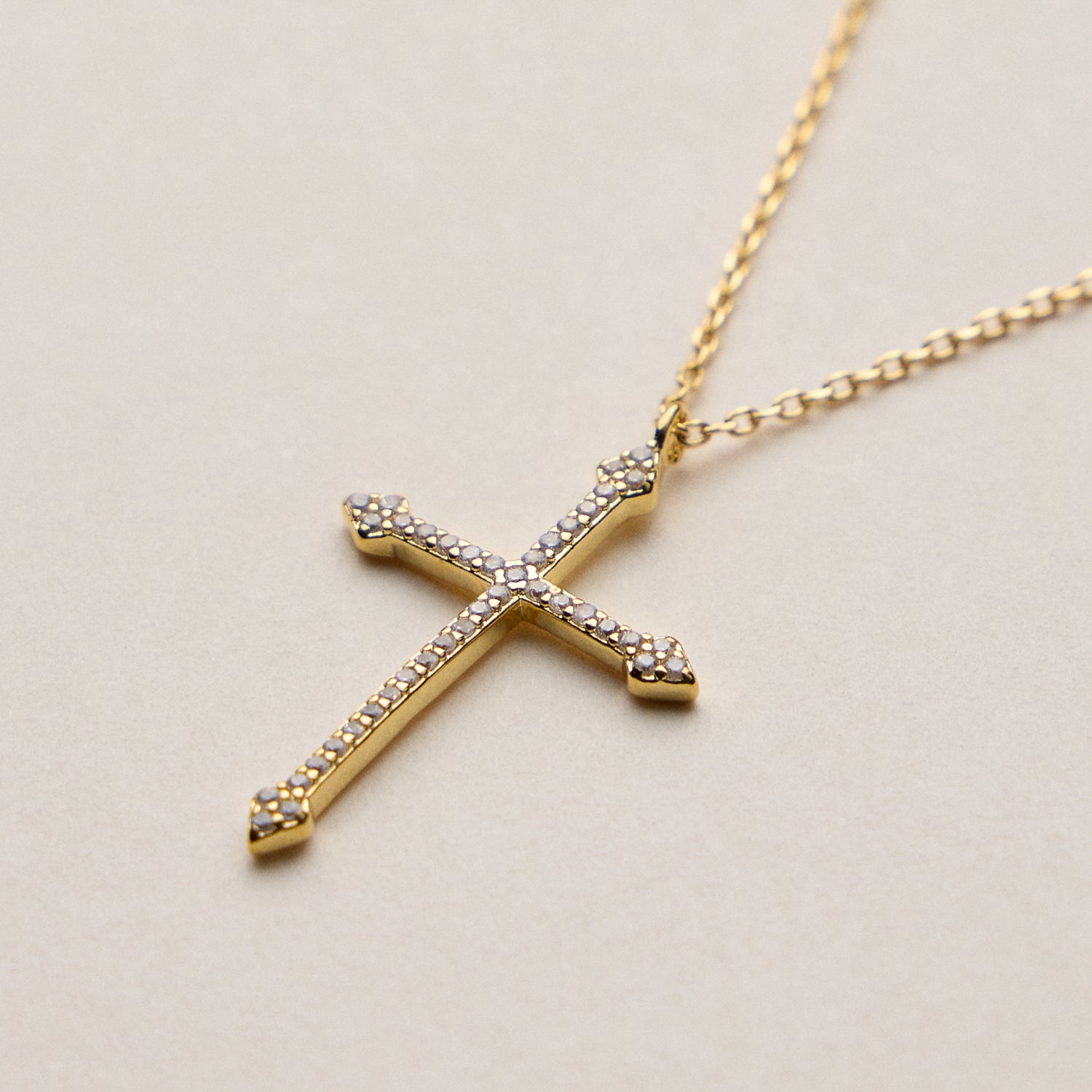 Gold Dipped Crystal Cross Pendant Necklace