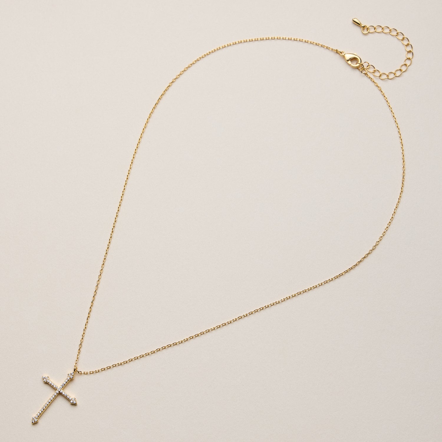 Gold Dipped Crystal Cross Pendant Necklace
