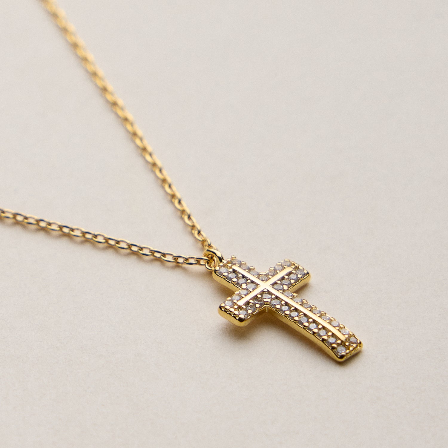 Gold Dipped Pave Cross Pendant Necklace – Sparkling Crystal Charm