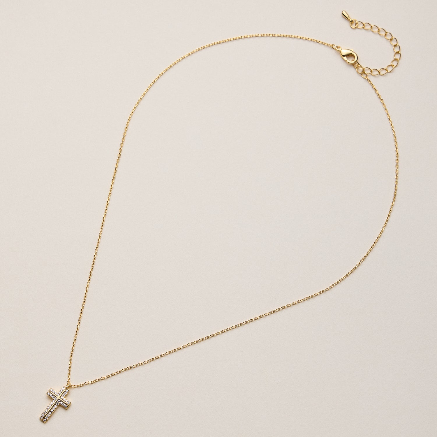 Gold Dipped Pave Cross Pendant Necklace – Sparkling Crystal Charm