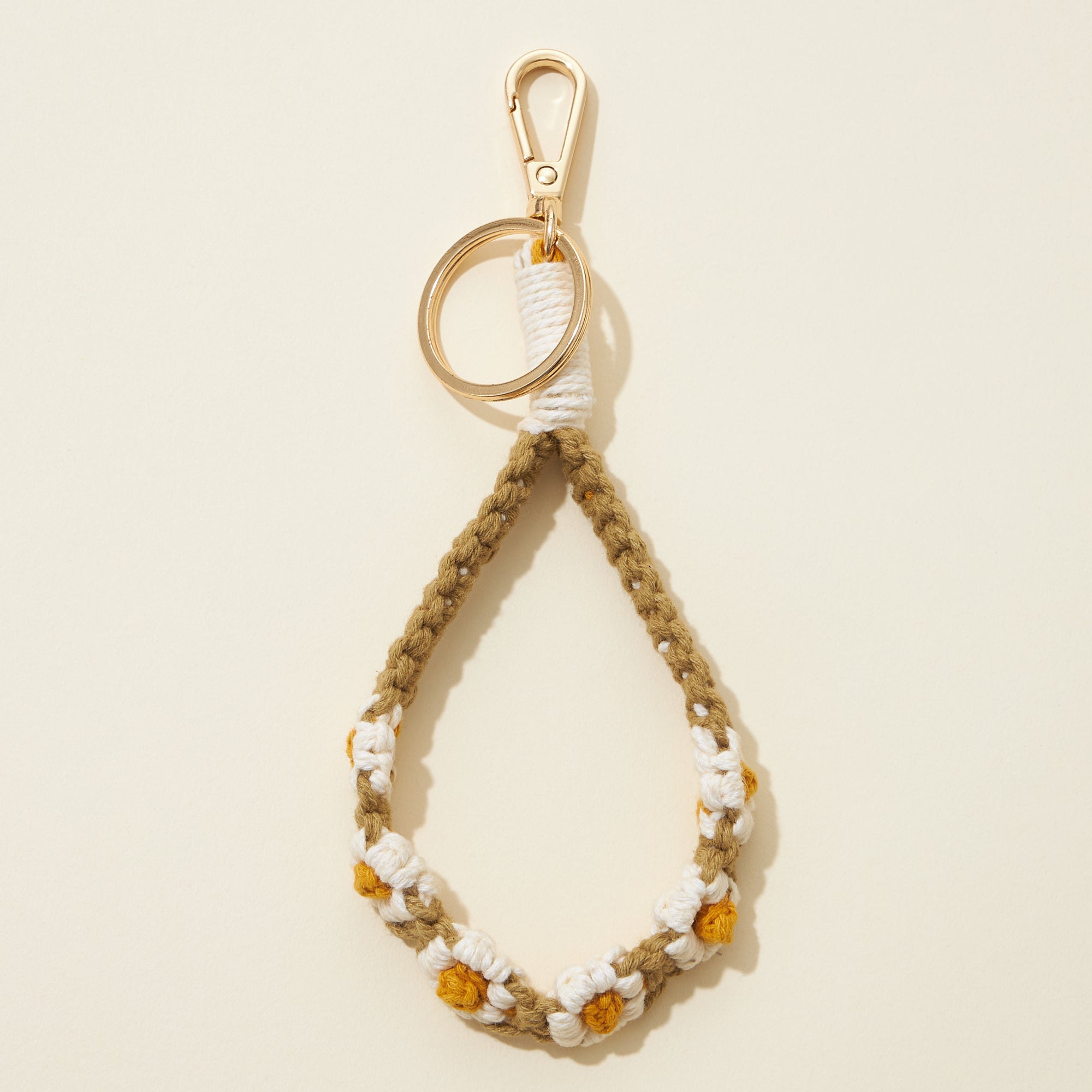 Macrame Flowers Wristlet Keychain