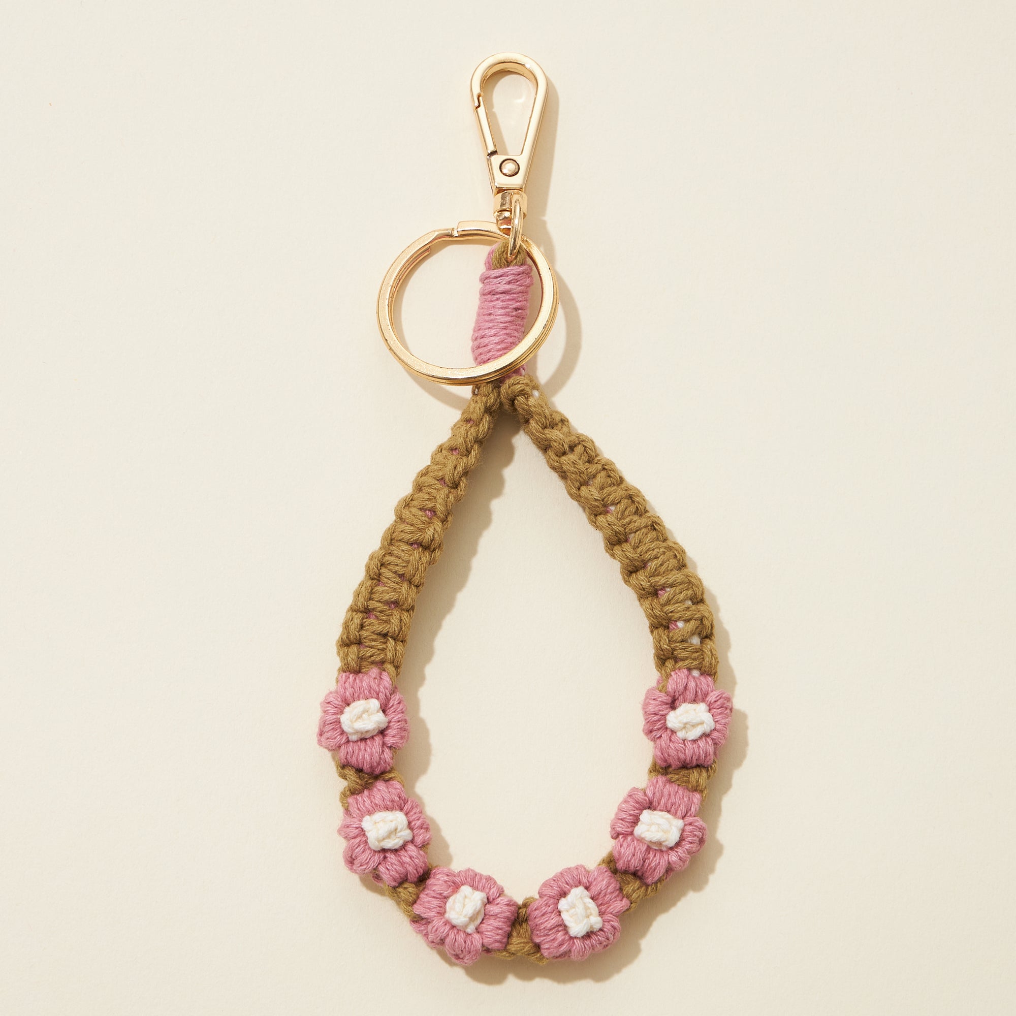 Macrame Flowers Wristlet Keychain