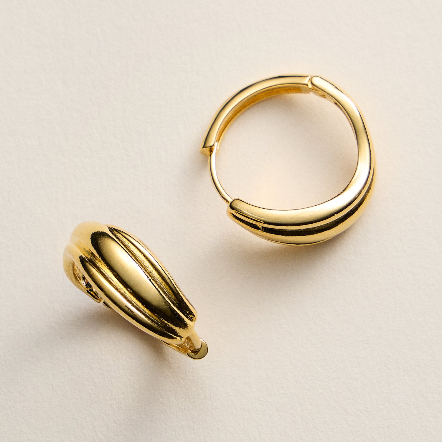 Gold-Dipped Textured Hoop Earrings – Modern Layered Design, Made in Korea