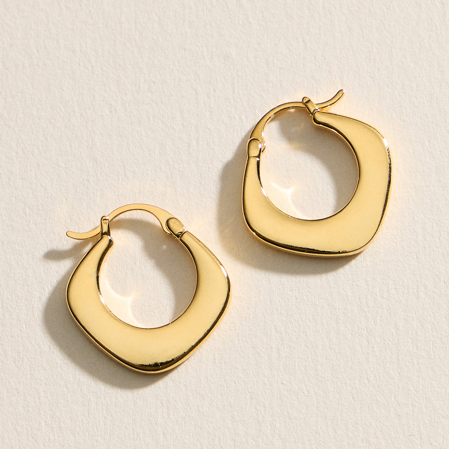 Gold-Dipped Modern Sculpted Hoop Earrings – Made in Korea