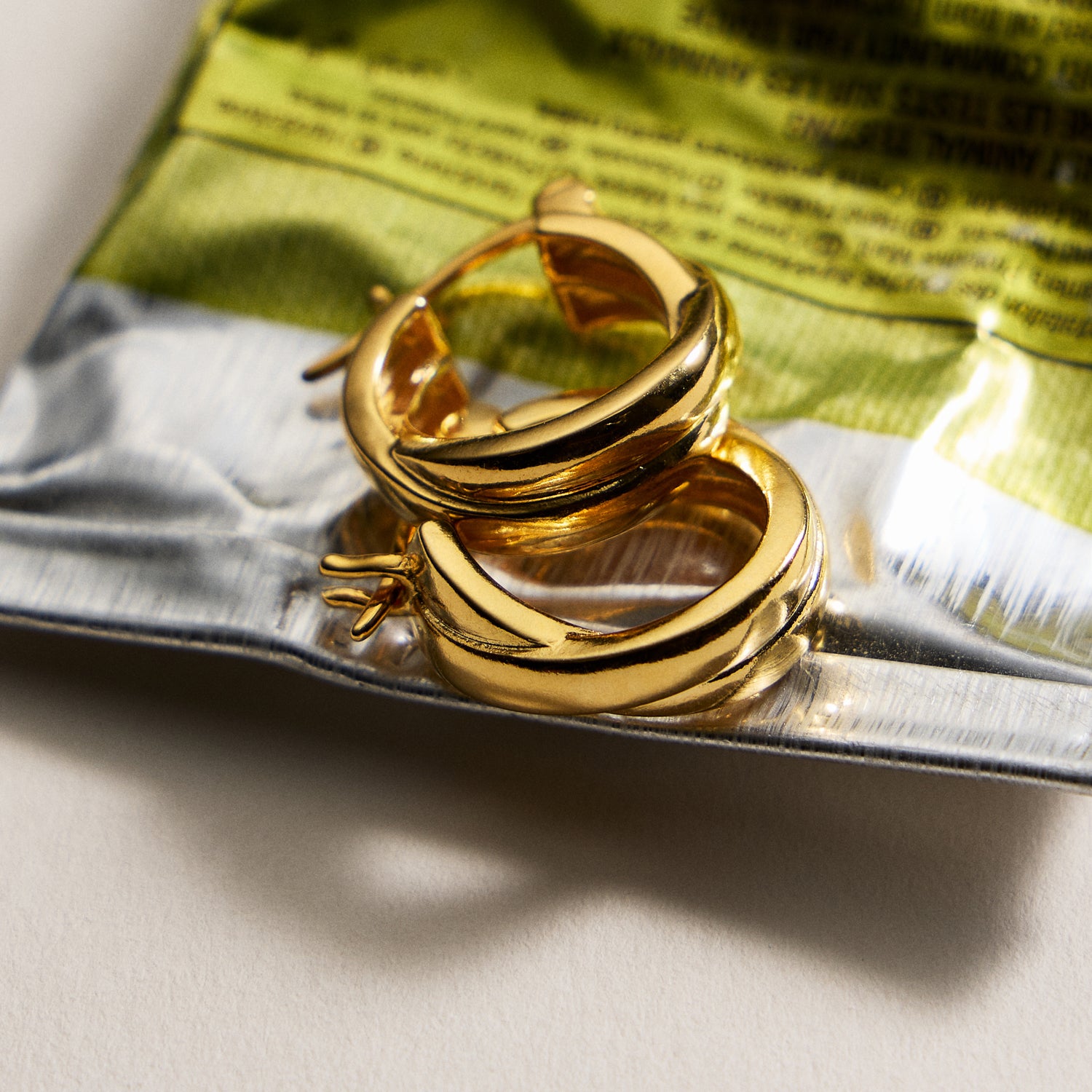 Gold-Dipped Chunky Huggies Earrings