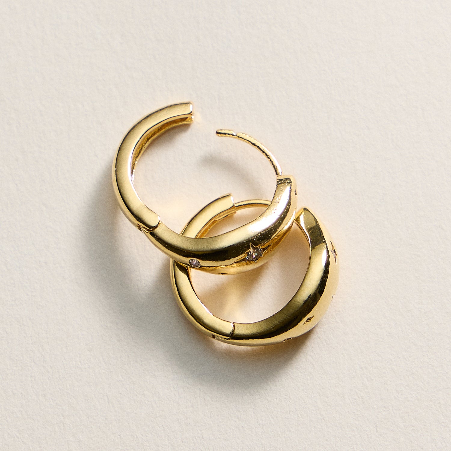 Gold-Dipped Hoop Earrings with Star CZ Accents