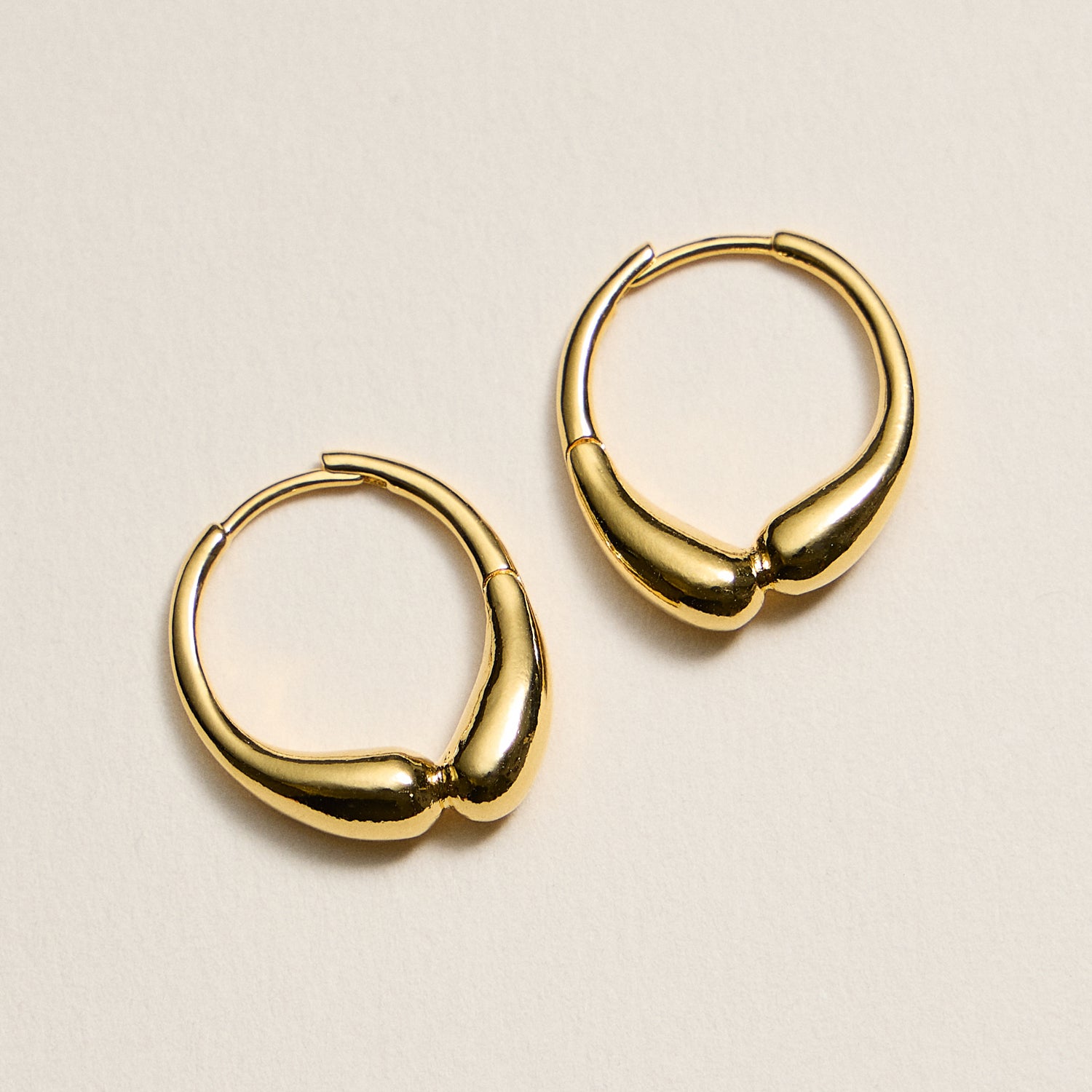 Gold-Dipped Organic Hoop Earrings – Modern Fluid Design