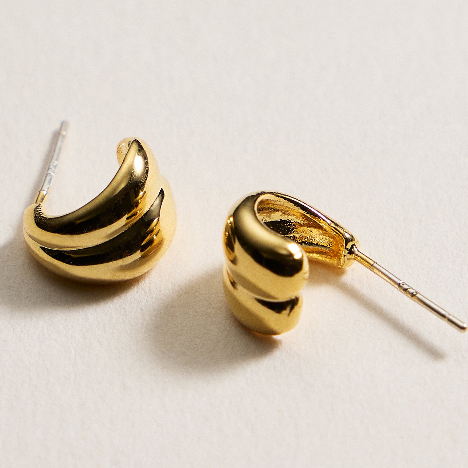 Gold Dipped Dome Hoop Earrings