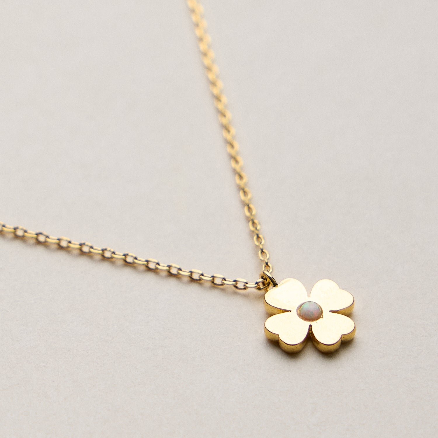 Gold Dipped Clover Opal Pendant Necklace