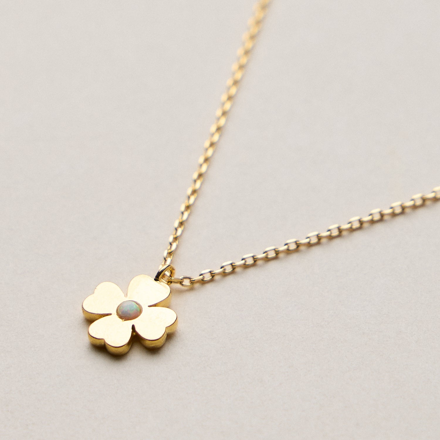 Gold Dipped Clover Opal Pendant Necklace