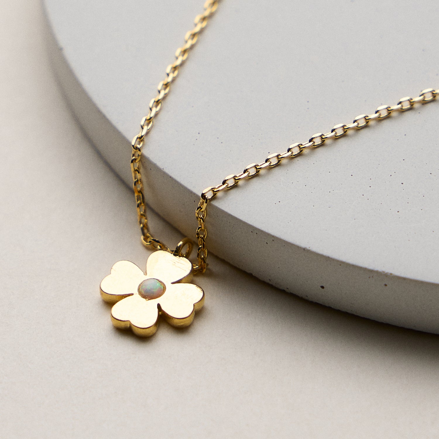 Gold Dipped Clover Opal Pendant Necklace