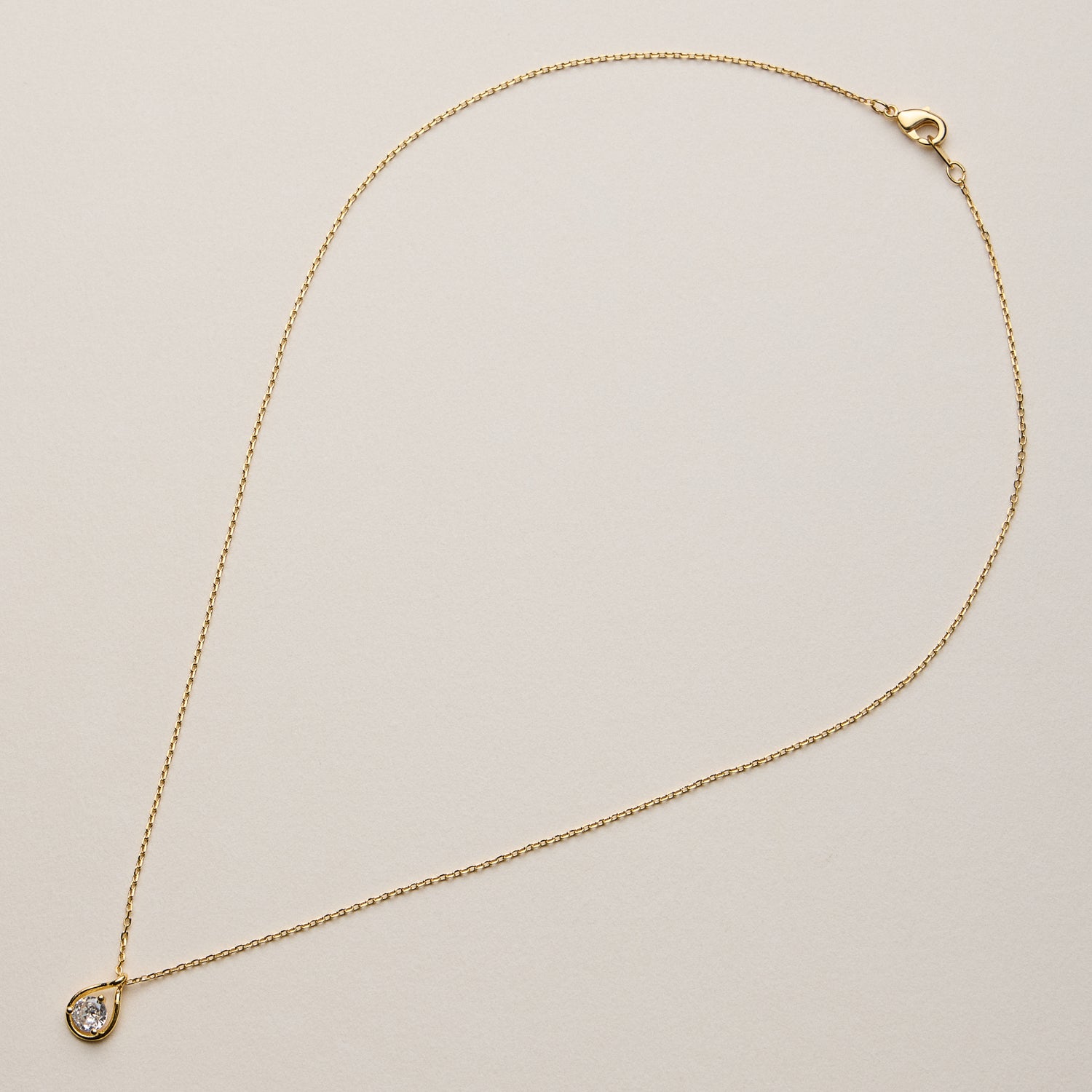 Gold Dipped Teardrop CZ Pendant Necklace