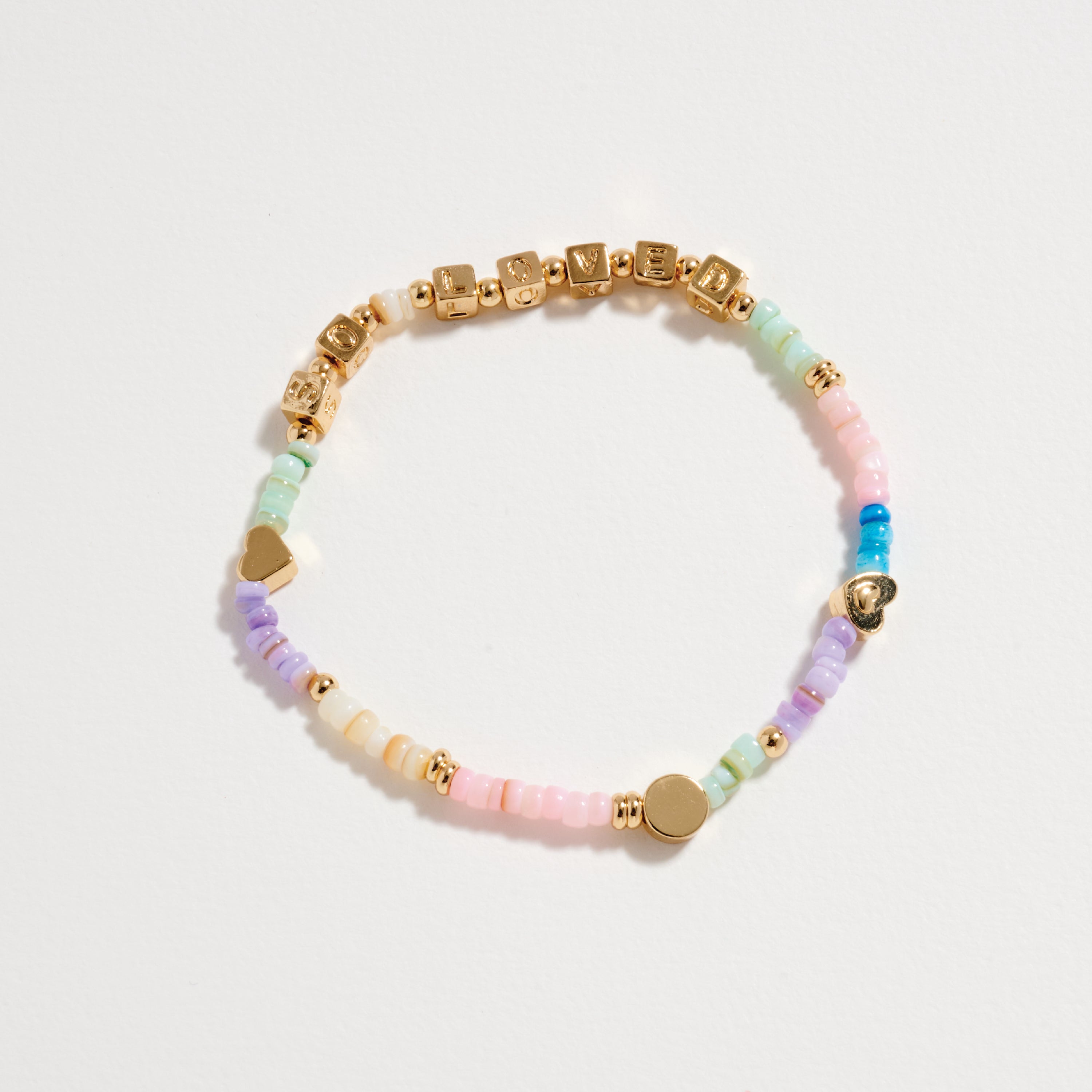 'SO LOVED' Elastic Bead Bracelet with Accents
