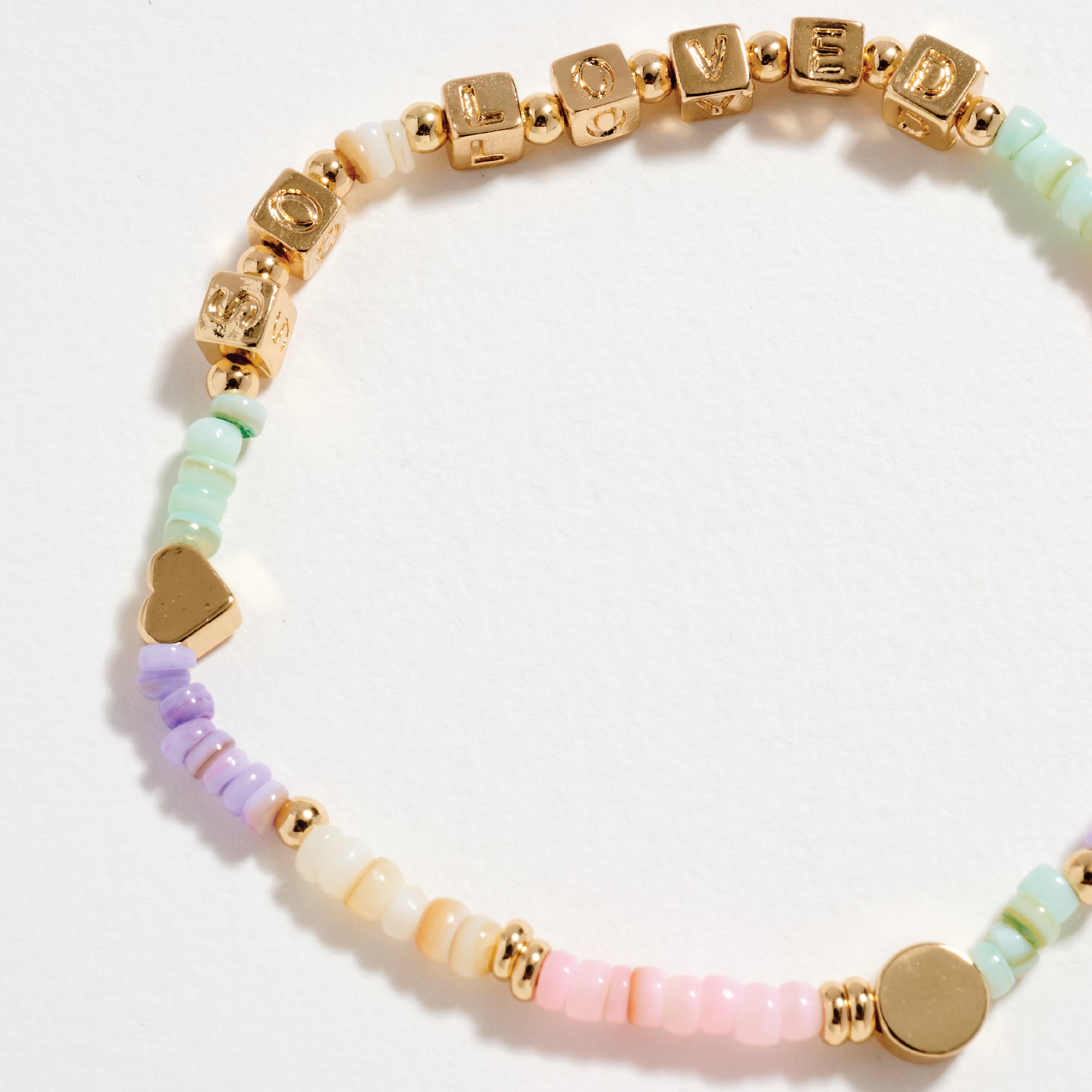 'SO LOVED' Elastic Bead Bracelet with Accents