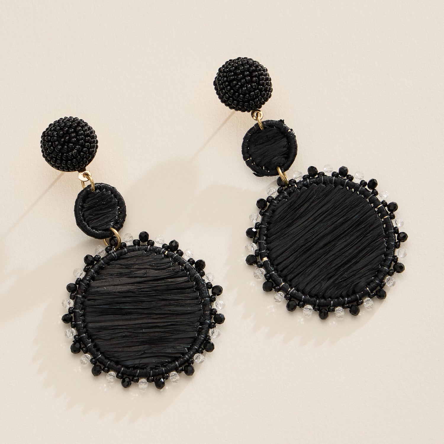 Raffia Beaded Drop Earrings – Lightweight Boho Statement Design