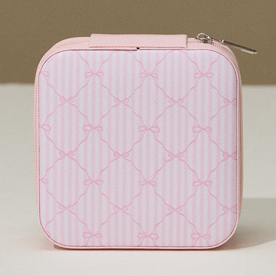 Travel-Size Jewelry Box with Bow Monogram Print