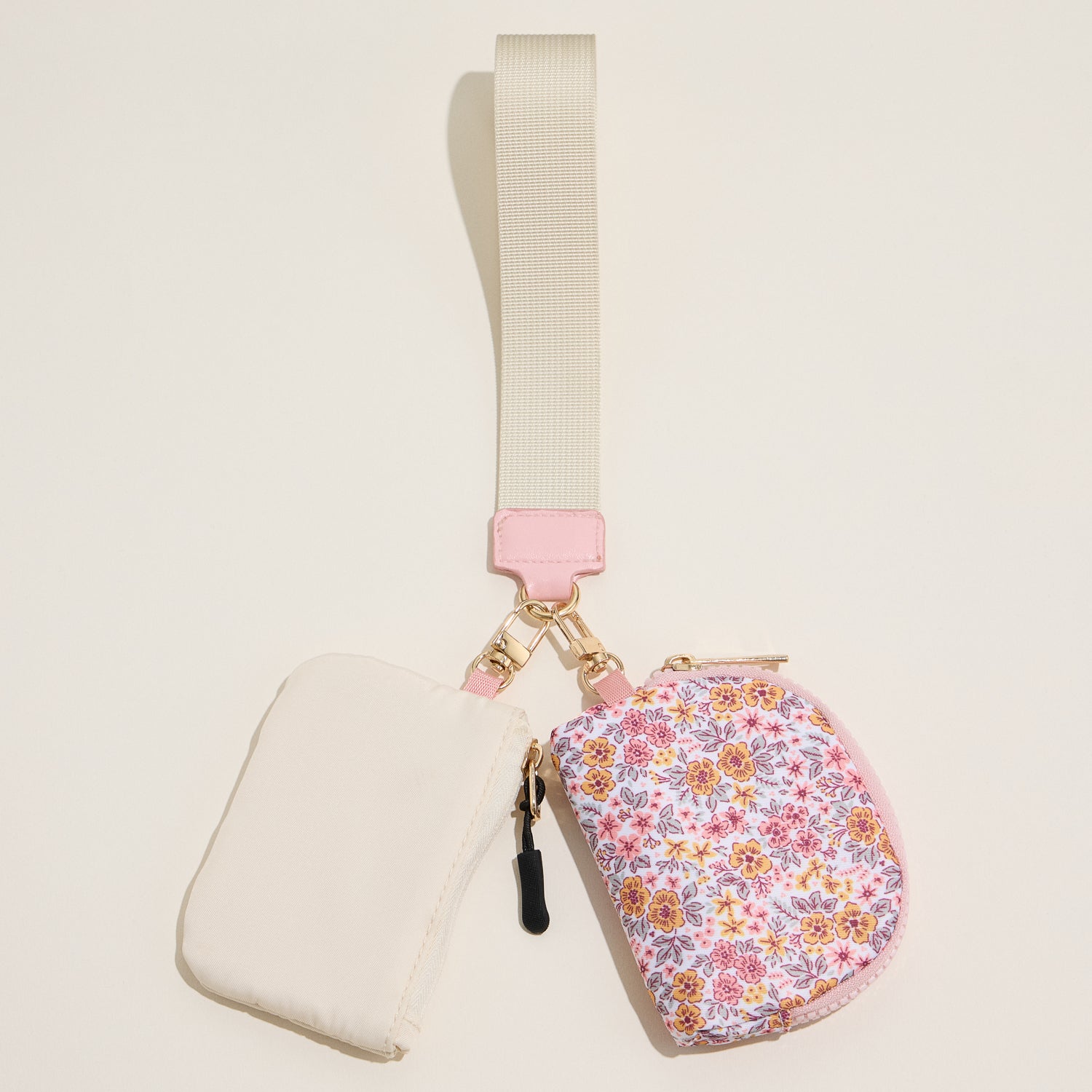 Floral Nylon Dual Pouch Wristlet