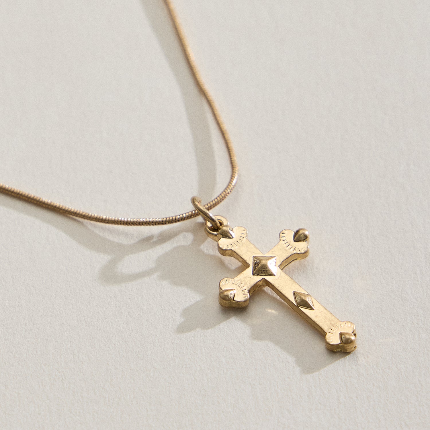 Gold Cross Pendant on Dainty Chain Necklace