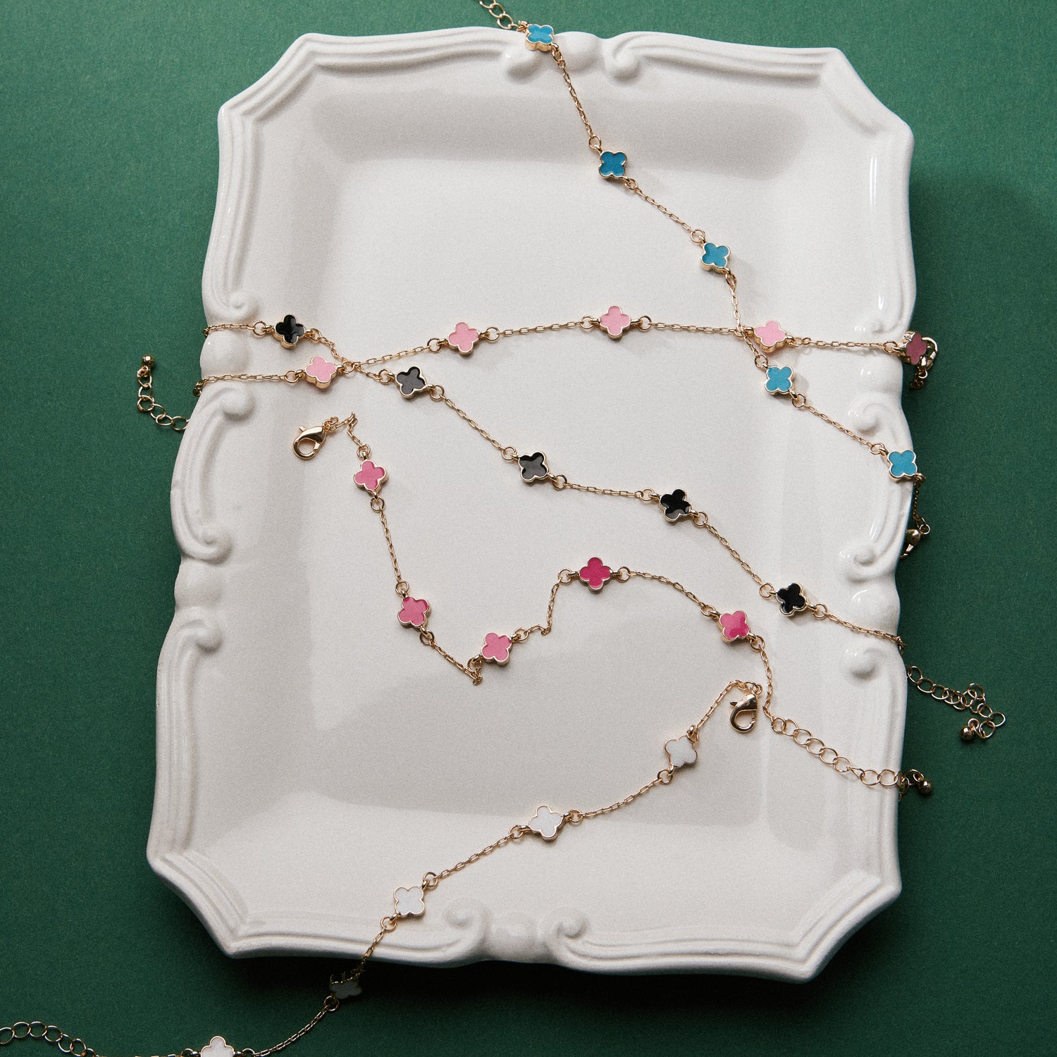 Gold Plated Mini-Floral Chain Bracelet with Adjustable Clasp - Frem