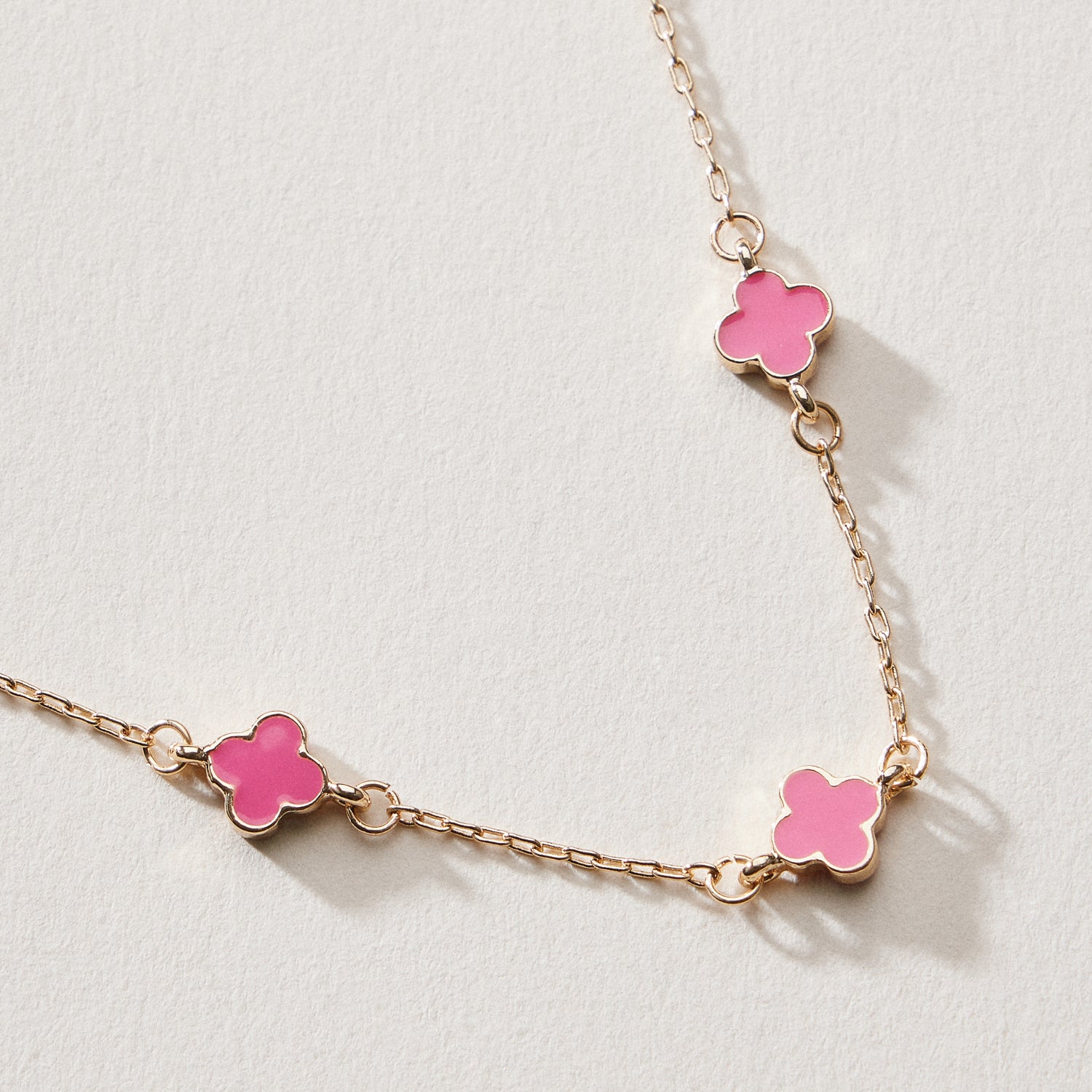 Gold Plated Mini-Floral Chain Bracelet with Adjustable Clasp - Frem