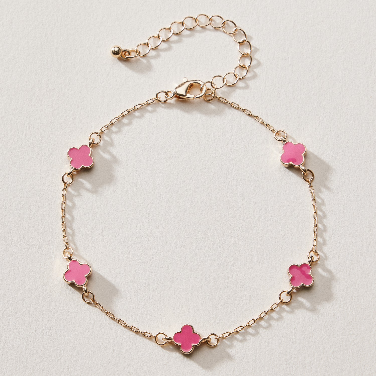 Gold Plated Mini-Floral Chain Bracelet with Adjustable Clasp - Frem