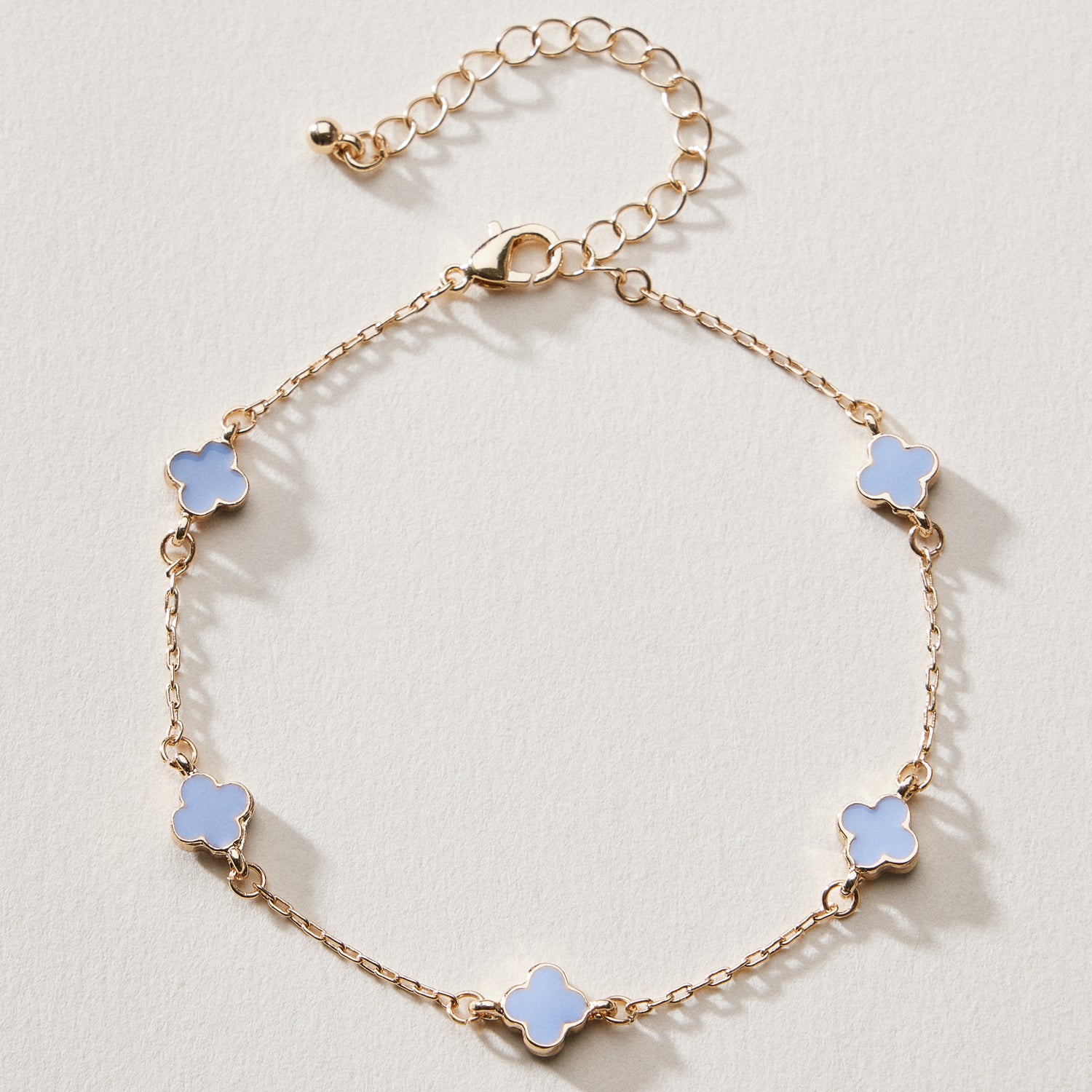 Gold Plated Mini-Floral Chain Bracelet with Adjustable Clasp