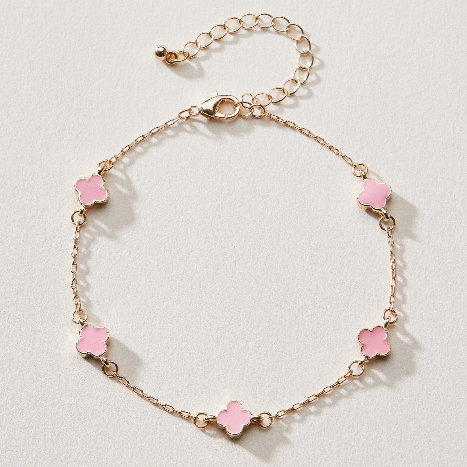 Gold Plated Mini-Floral Chain Bracelet with Adjustable Clasp - Frem