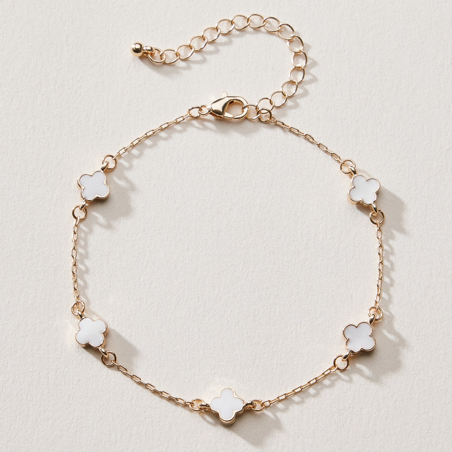 Gold Plated Mini-Floral Chain Bracelet with Adjustable Clasp - Frem