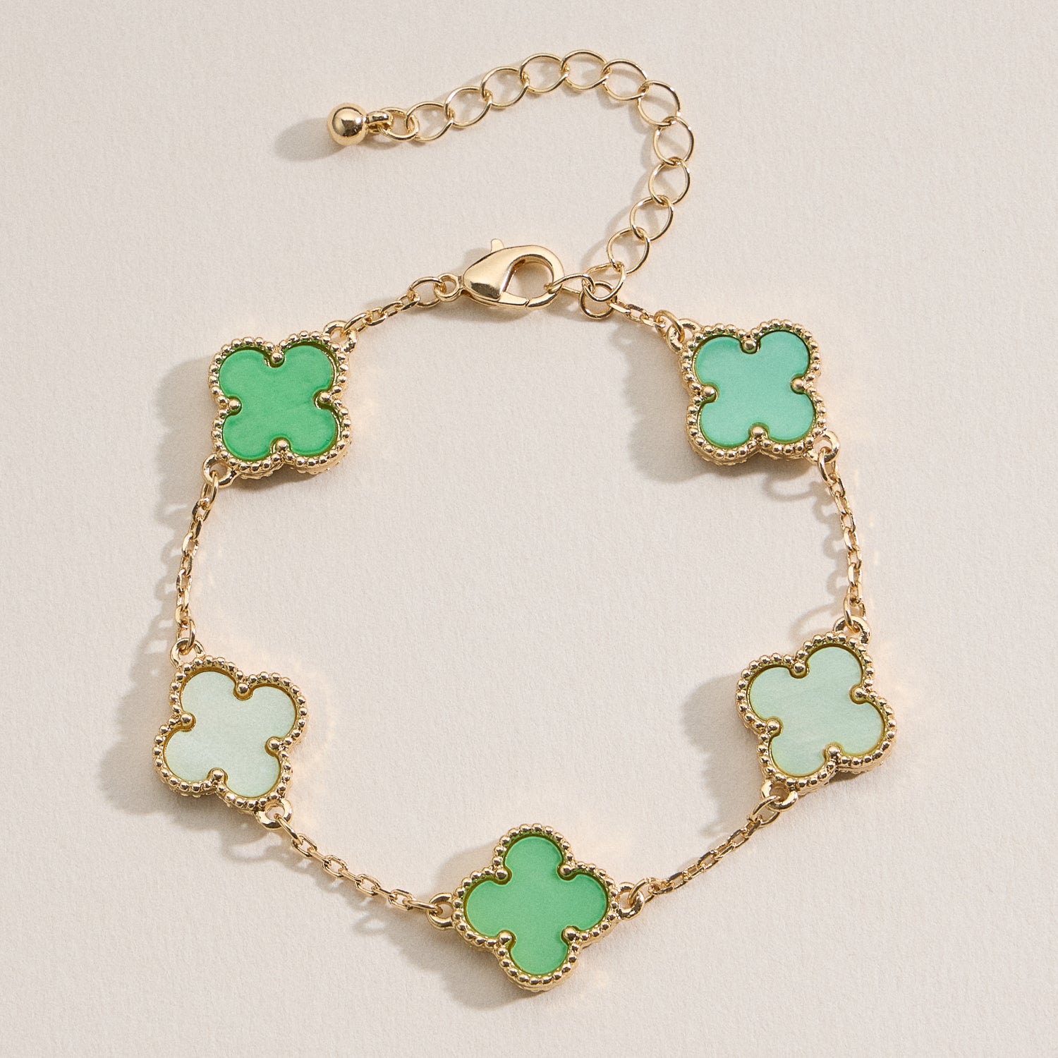 Multicolor Shell Charm Bracelet with Gold Accents