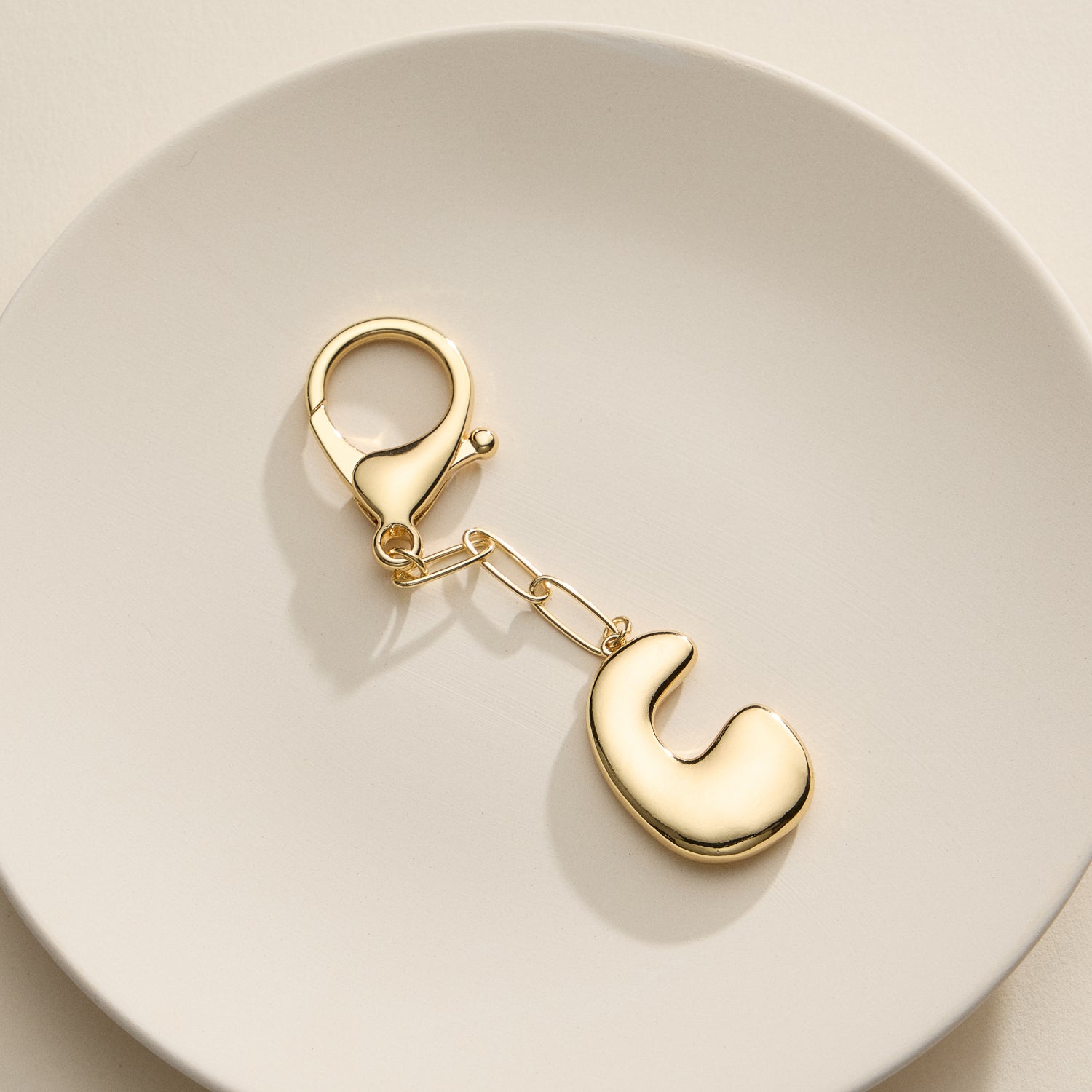 Personalized Bubble Initial Keychain – 18K Gold and Silver Tone Letter Charm
