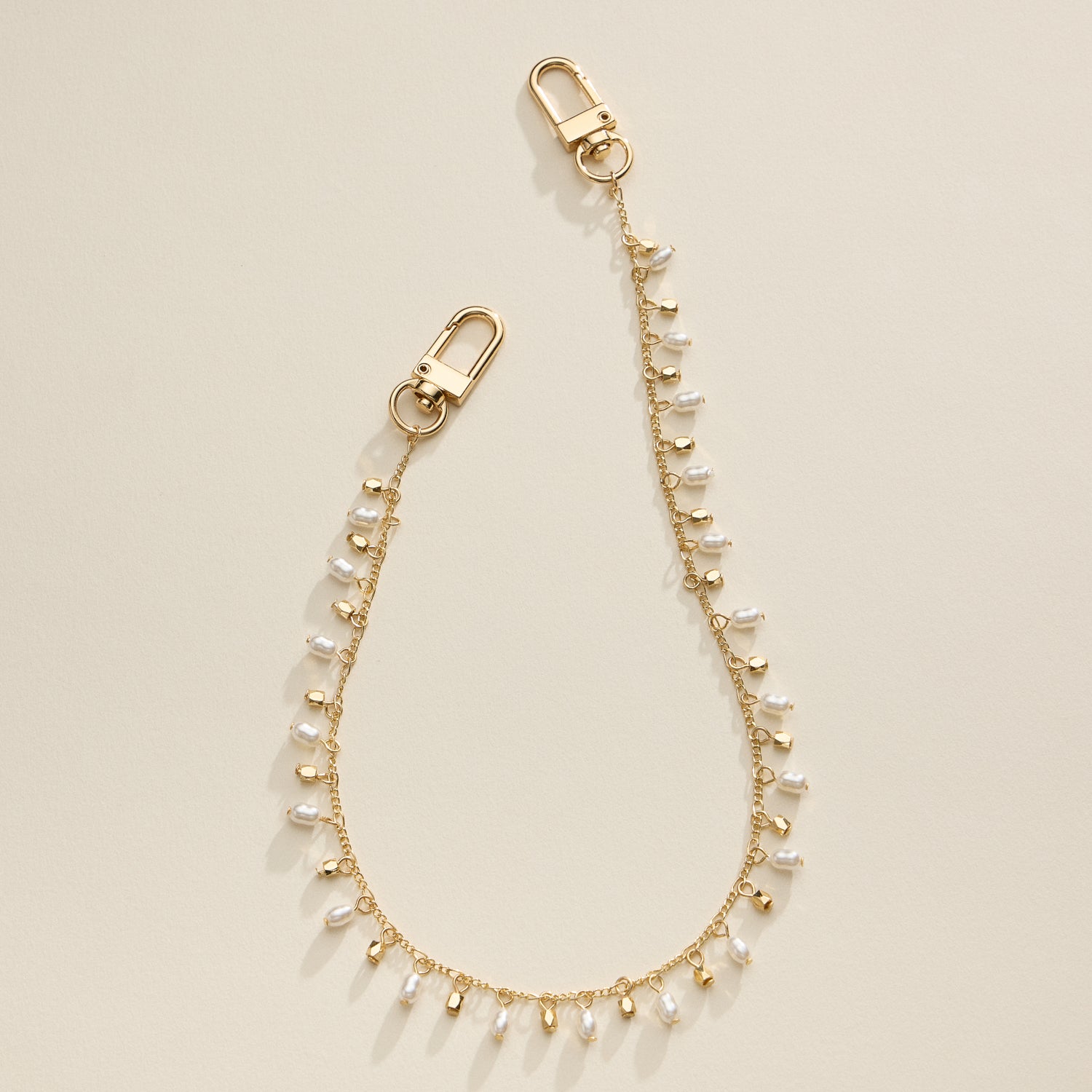 Elegant Gold Chain Bag Strap with Pearl Accents Chic Handbag Accessory