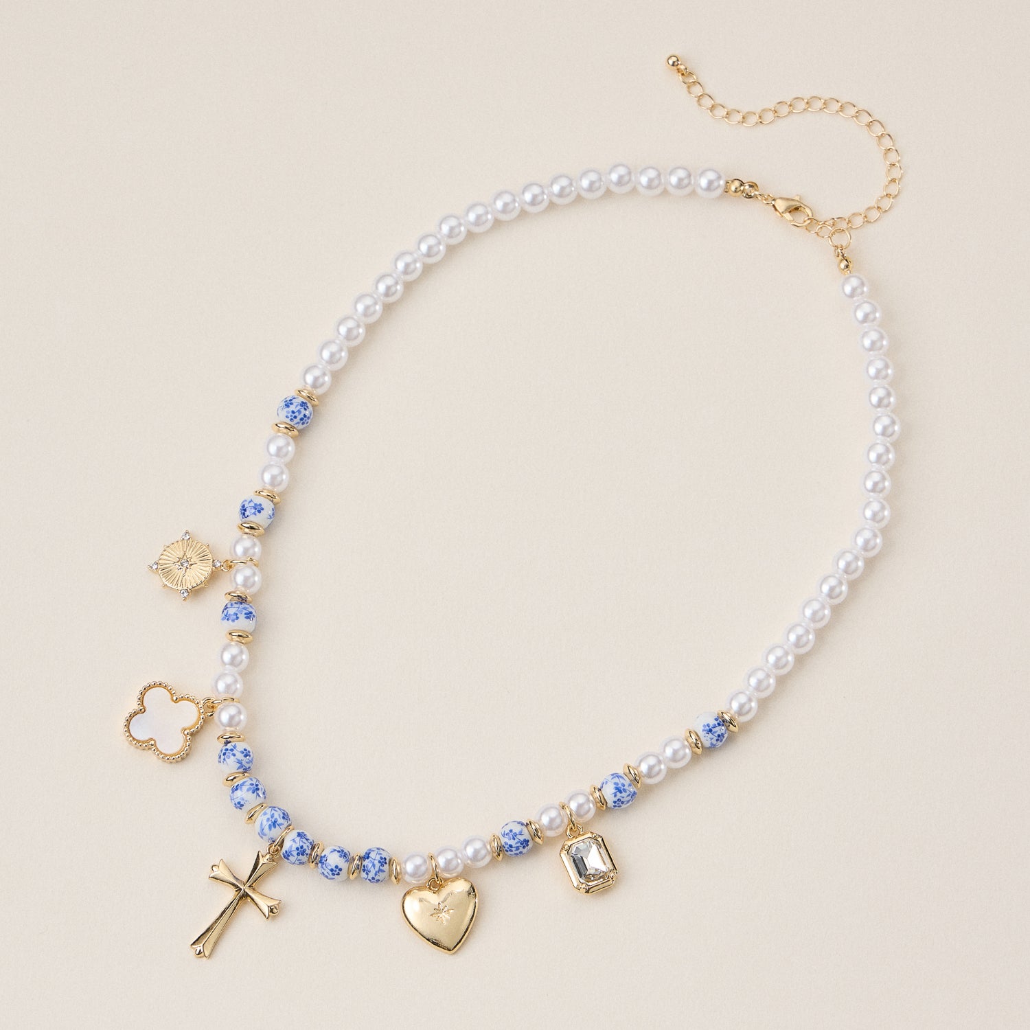 Faith & Love Pearl Ceramic Mixed Necklace