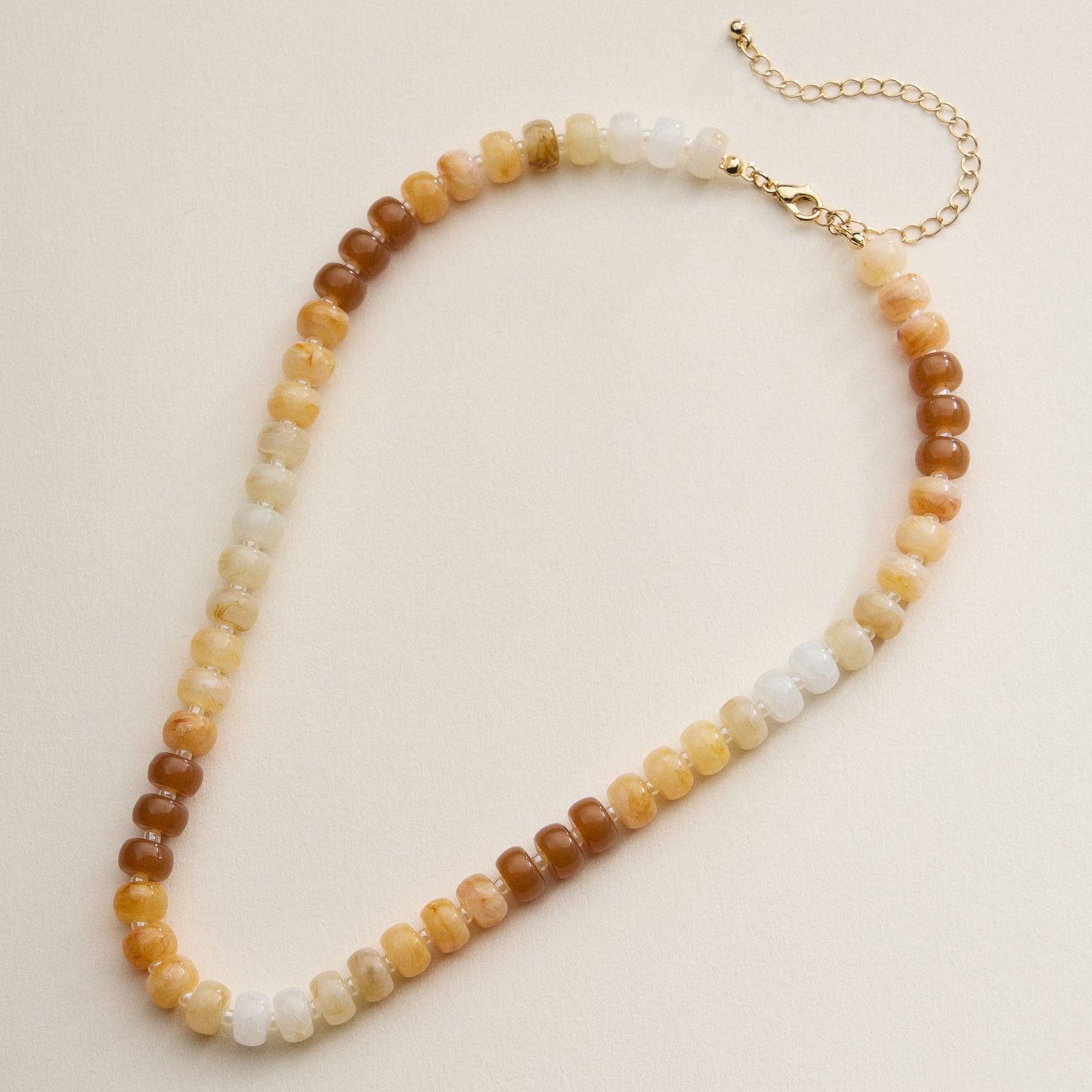 Gradient Color Round Disc Beaded Necklace