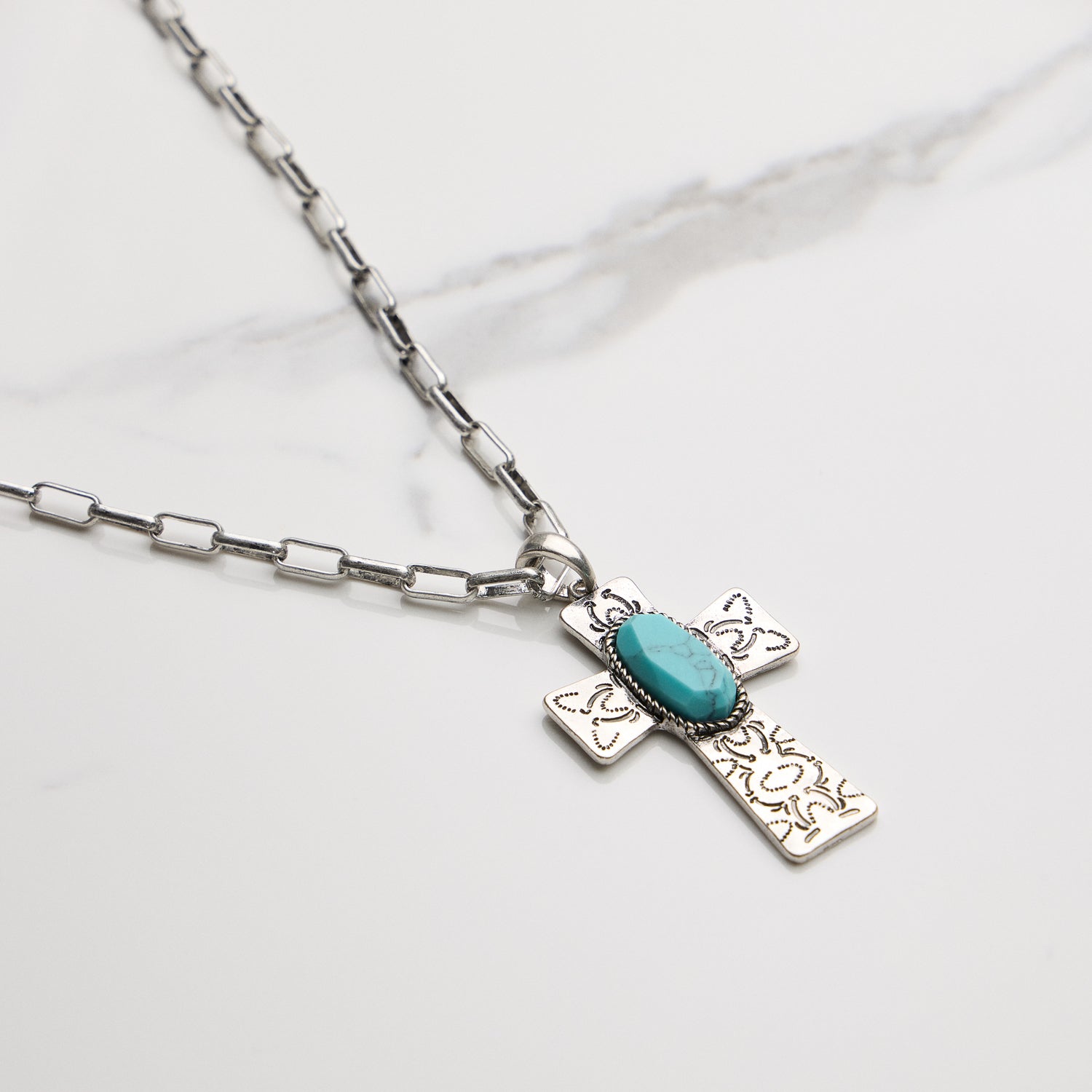 Turquoise Cross Pendant Necklace