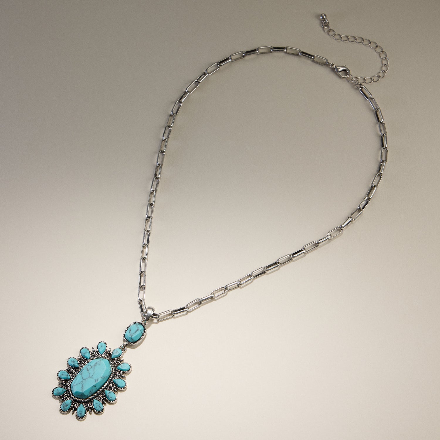 Floral Turquoise Pendant Necklace
