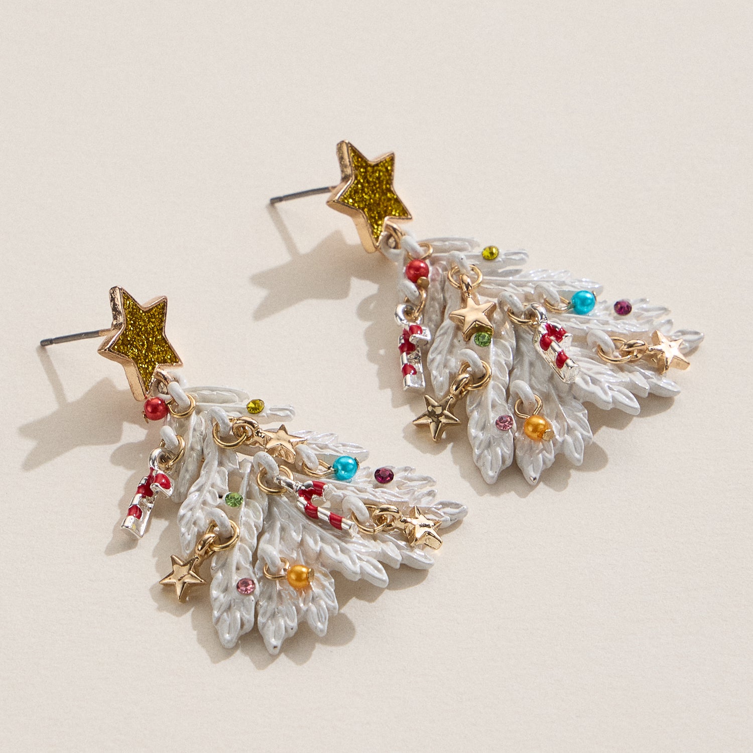 Festive Tree Drop Earrings with Titanium Posts
