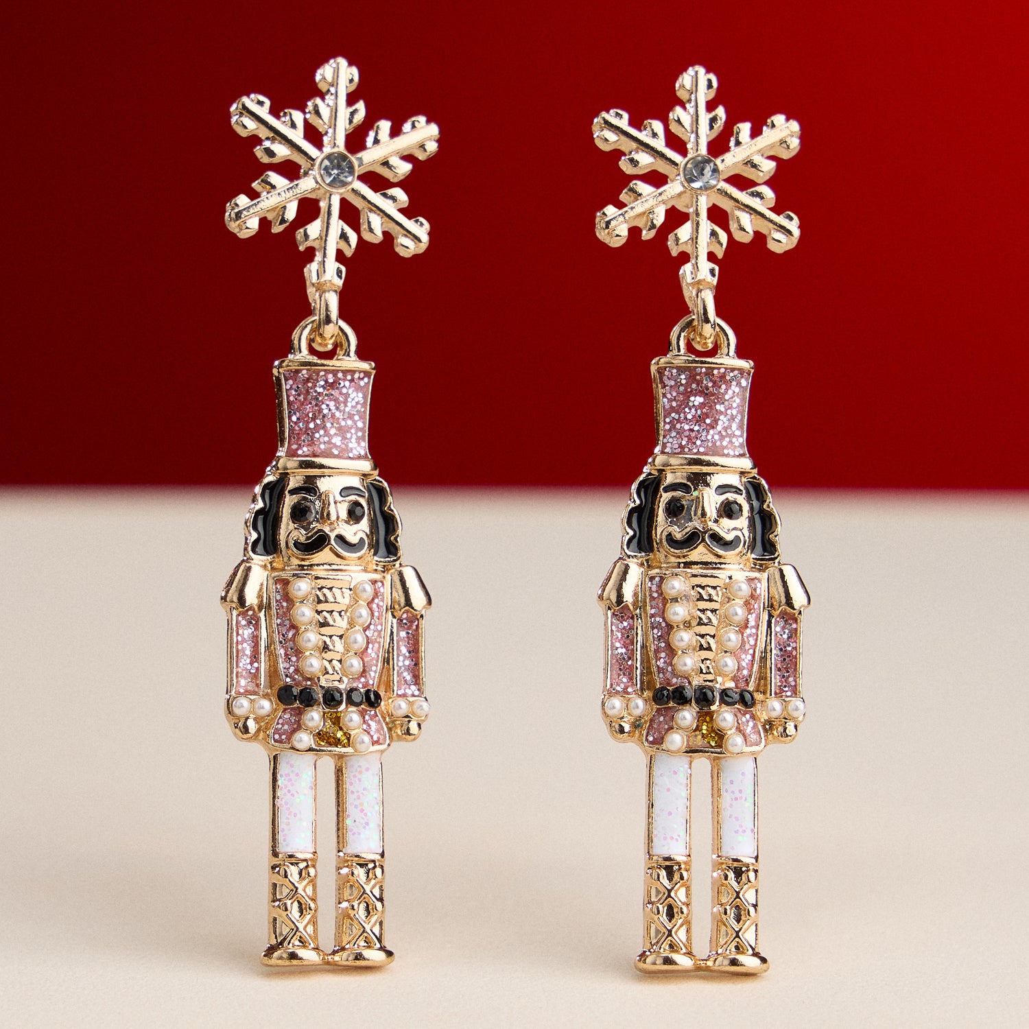 Holiday Nutcracker Drop Earrings with Titanium Posts