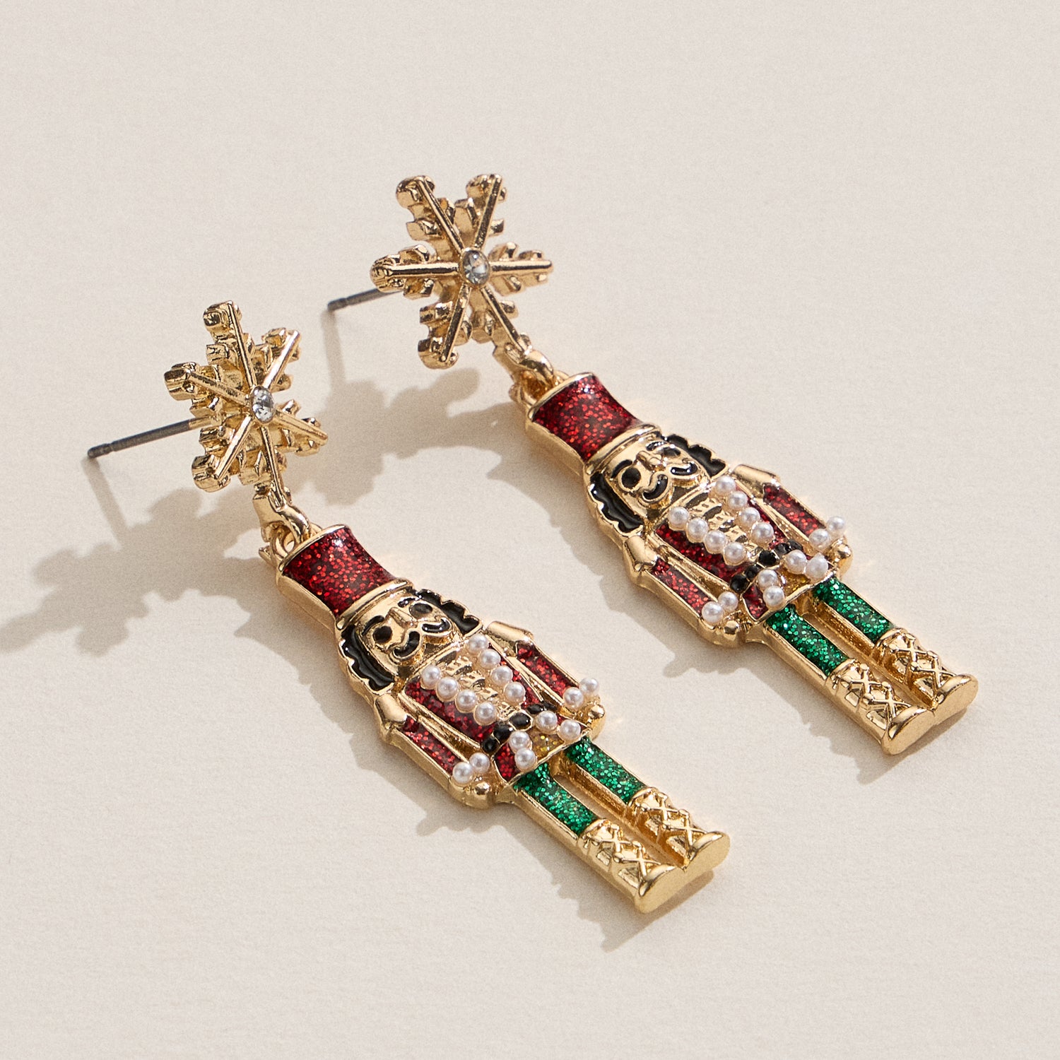 Holiday Nutcracker Drop Earrings with Titanium Posts