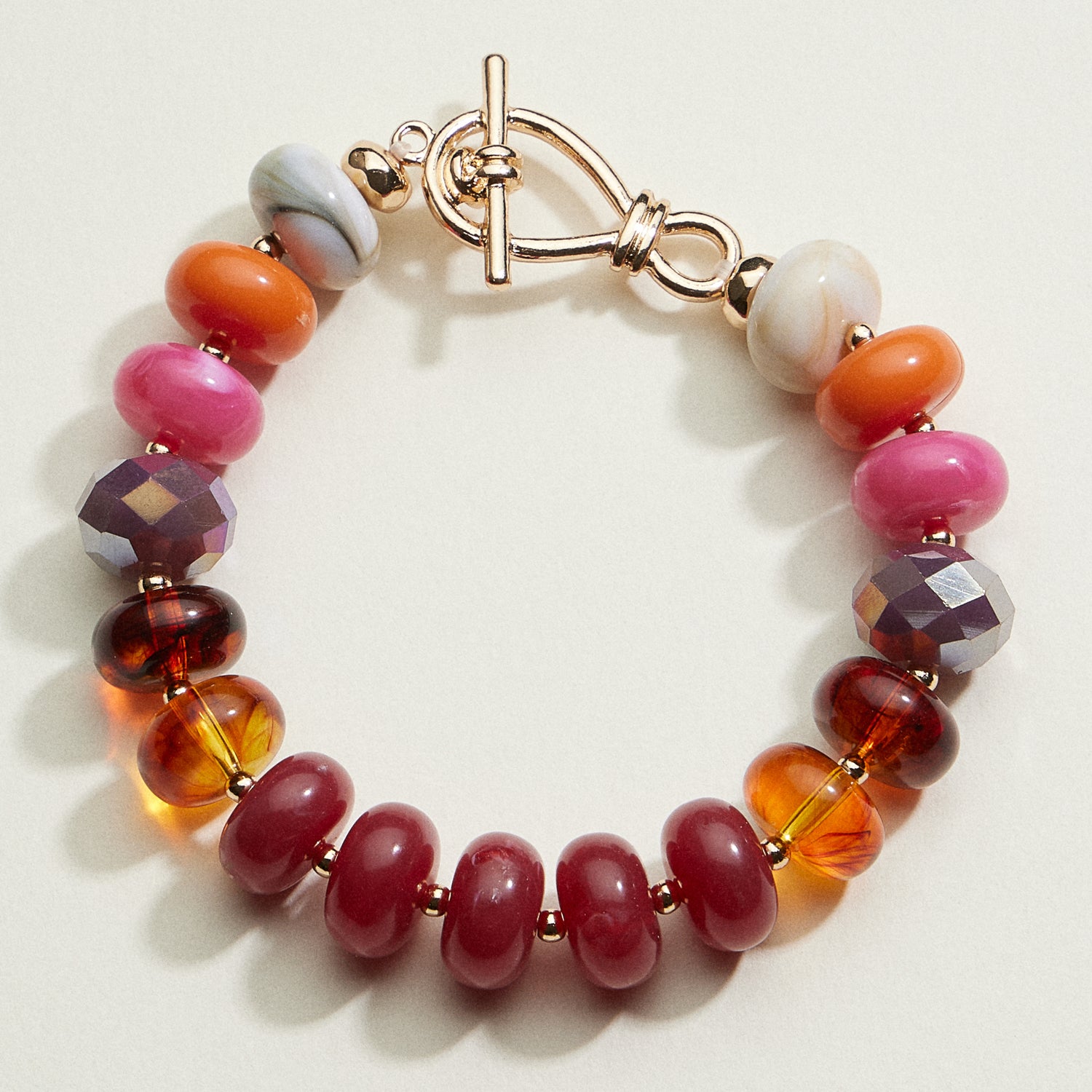 Multicolored Bead Toggle Stretch Bracelet | Beaded Jewelry