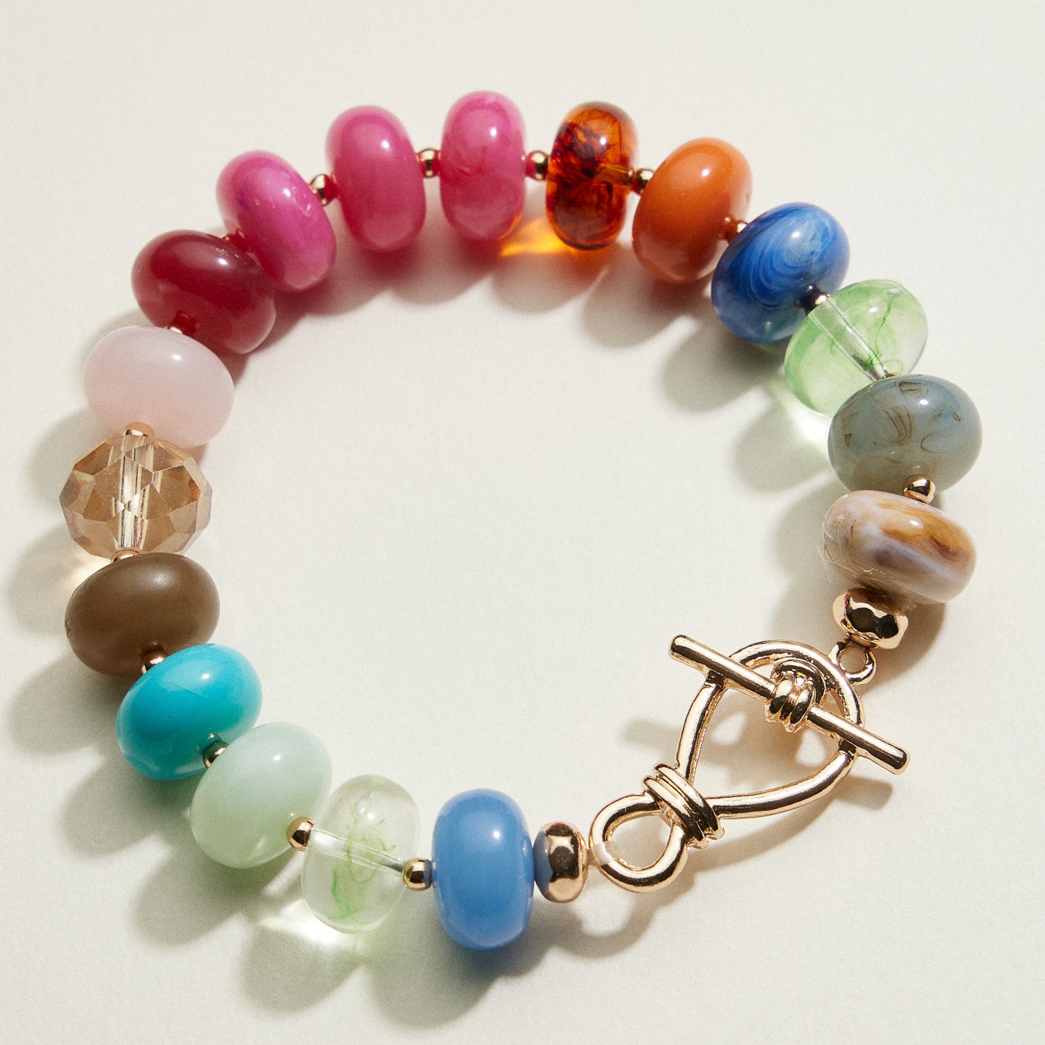 Multicolored Bead Toggle Stretch Bracelet | Beaded Jewelry