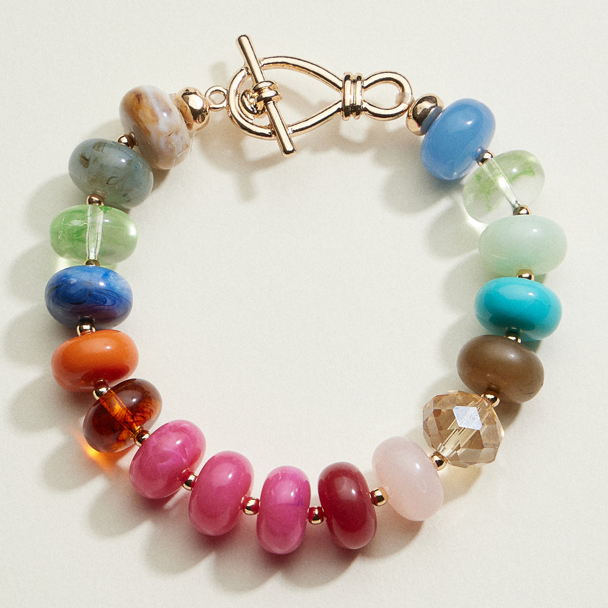 Multicolored Bead Toggle Stretch Bracelet | Beaded Jewelry